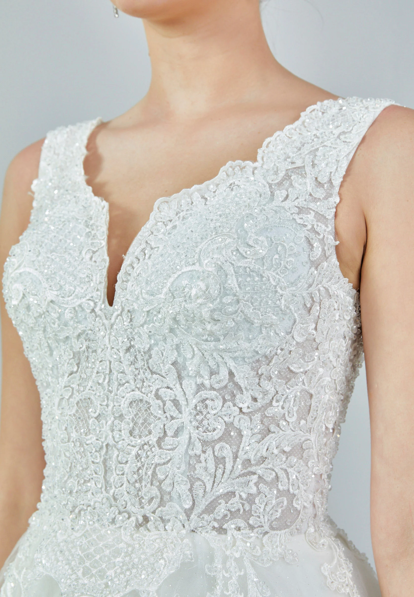 Sleeveless Maxi Tulle Regular Wedding Dress nor438 - Image 4