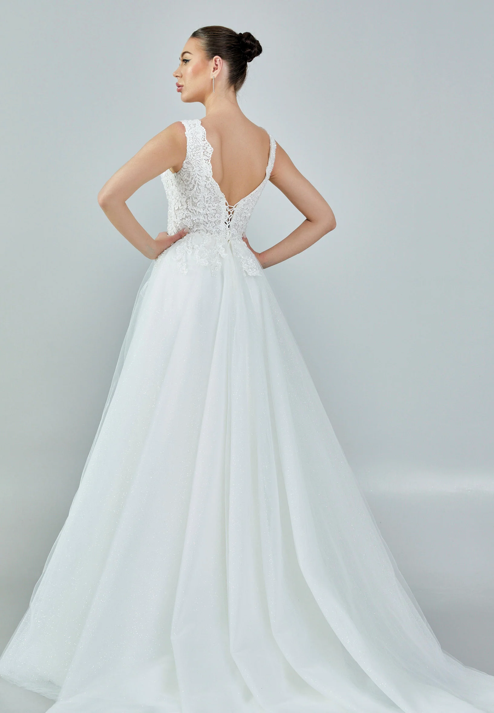 Sleeveless Maxi Tulle Regular Wedding Dress nor438 - Image 5