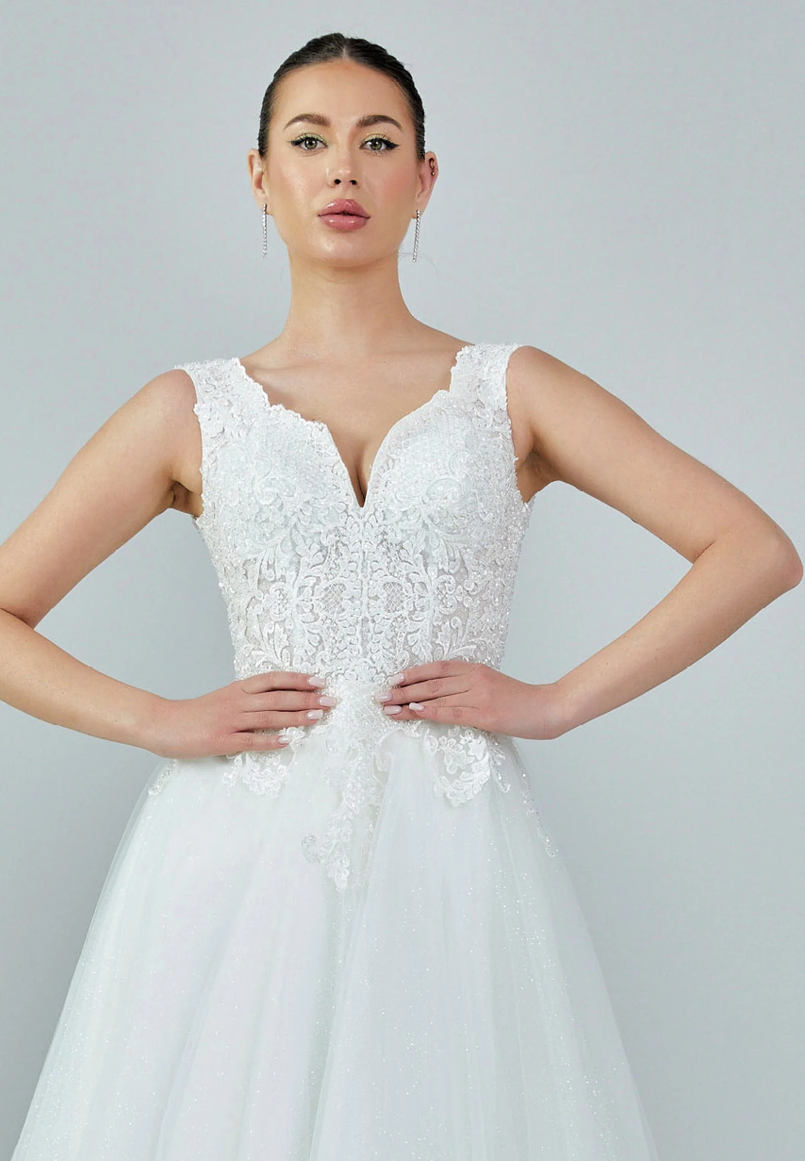Sleeveless Maxi Tulle Regular Wedding Dress nor438 - Image 7