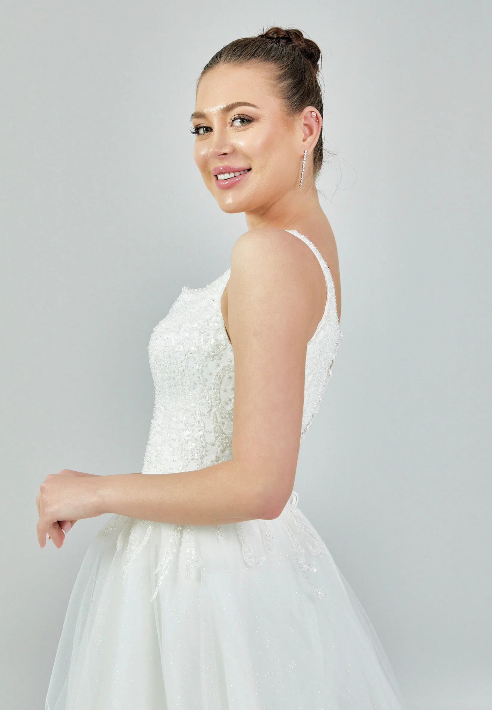 Sleeveless Maxi Tulle Regular Wedding Dress nor447 - Image 2