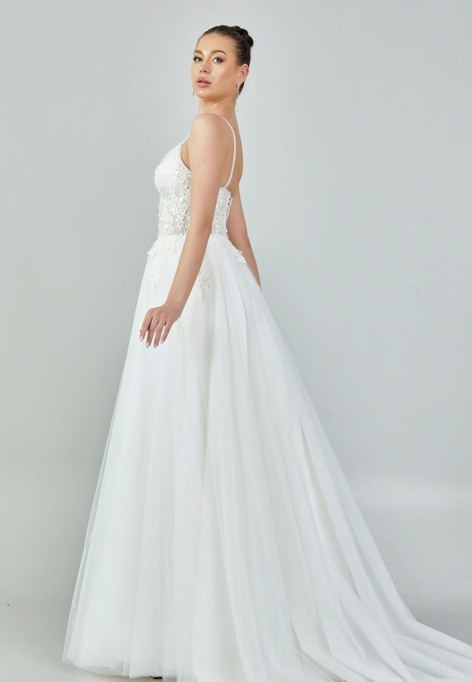 Sleeveless Maxi Tulle Regular Wedding Dress nor453 - Image 6