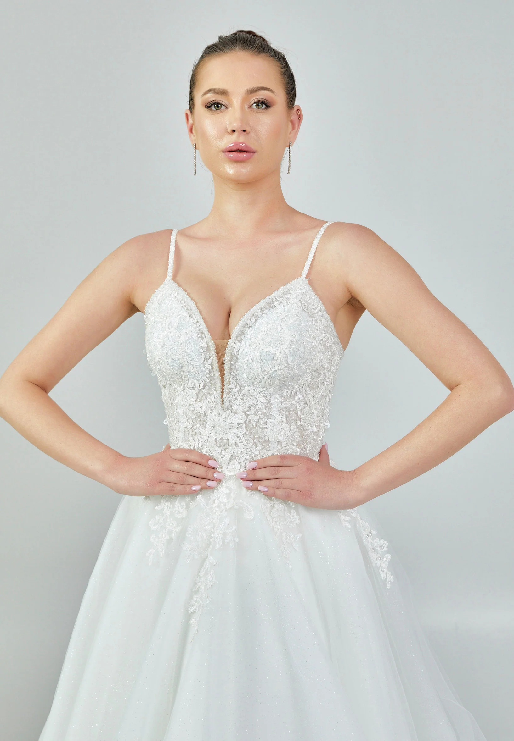 Sleeveless Maxi Tulle Regular Wedding Dress nor453 - Image 8