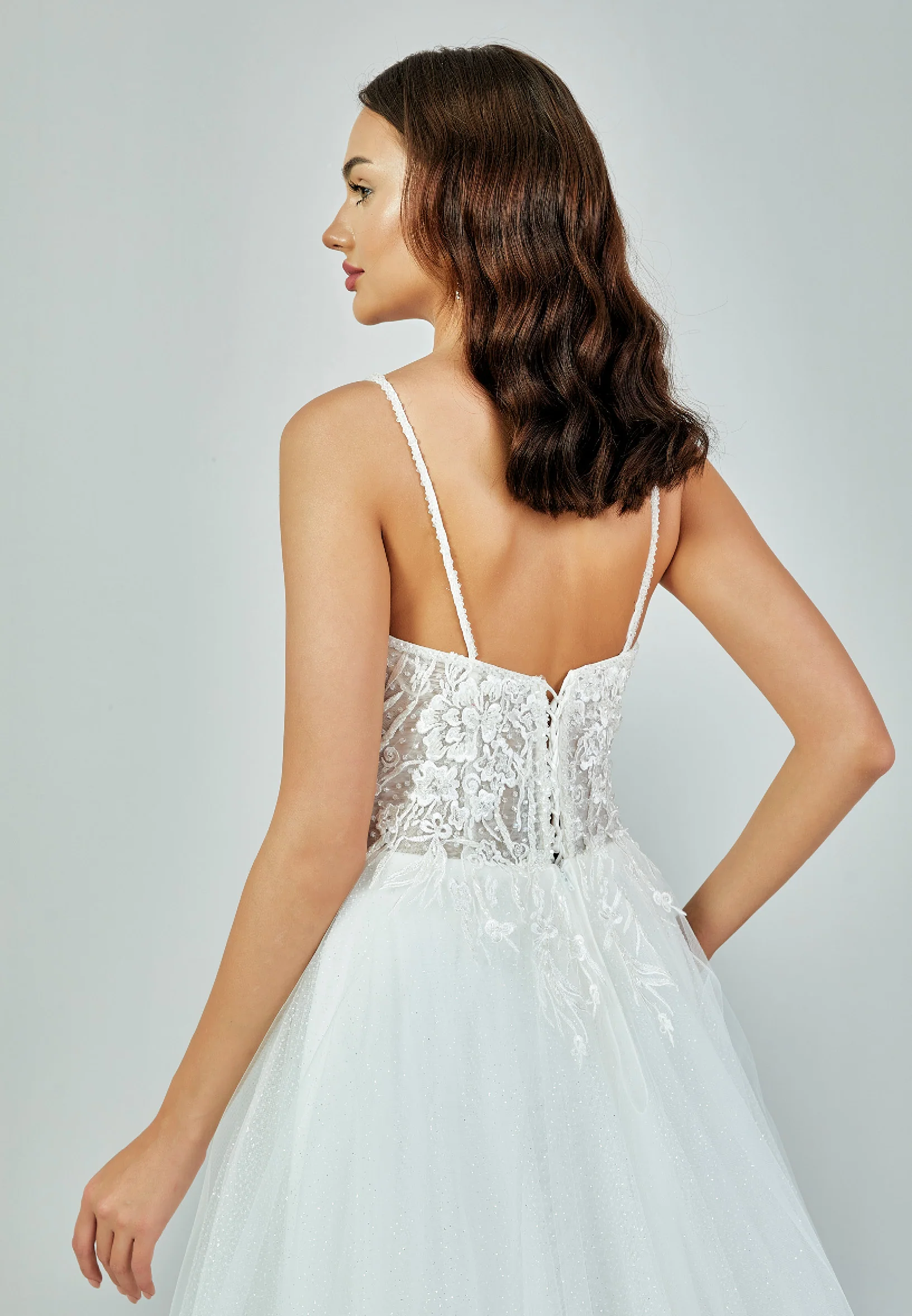 Sleeveless Maxi Tulle Regular Wedding Dress nor457 - Image 5
