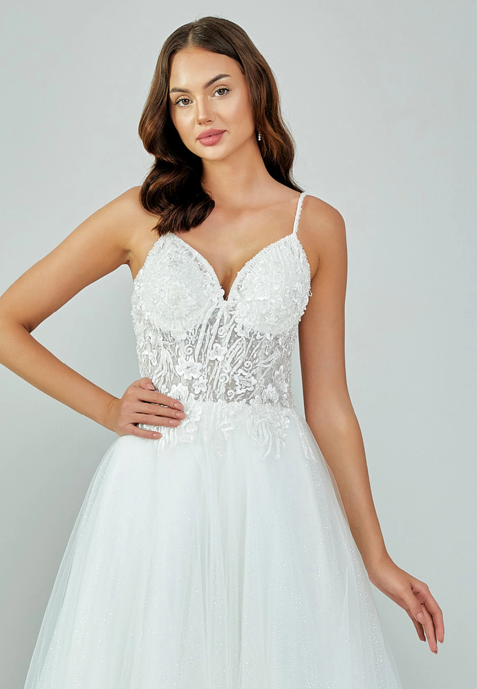 Sleeveless Maxi Tulle Regular Wedding Dress nor457 - Image 8