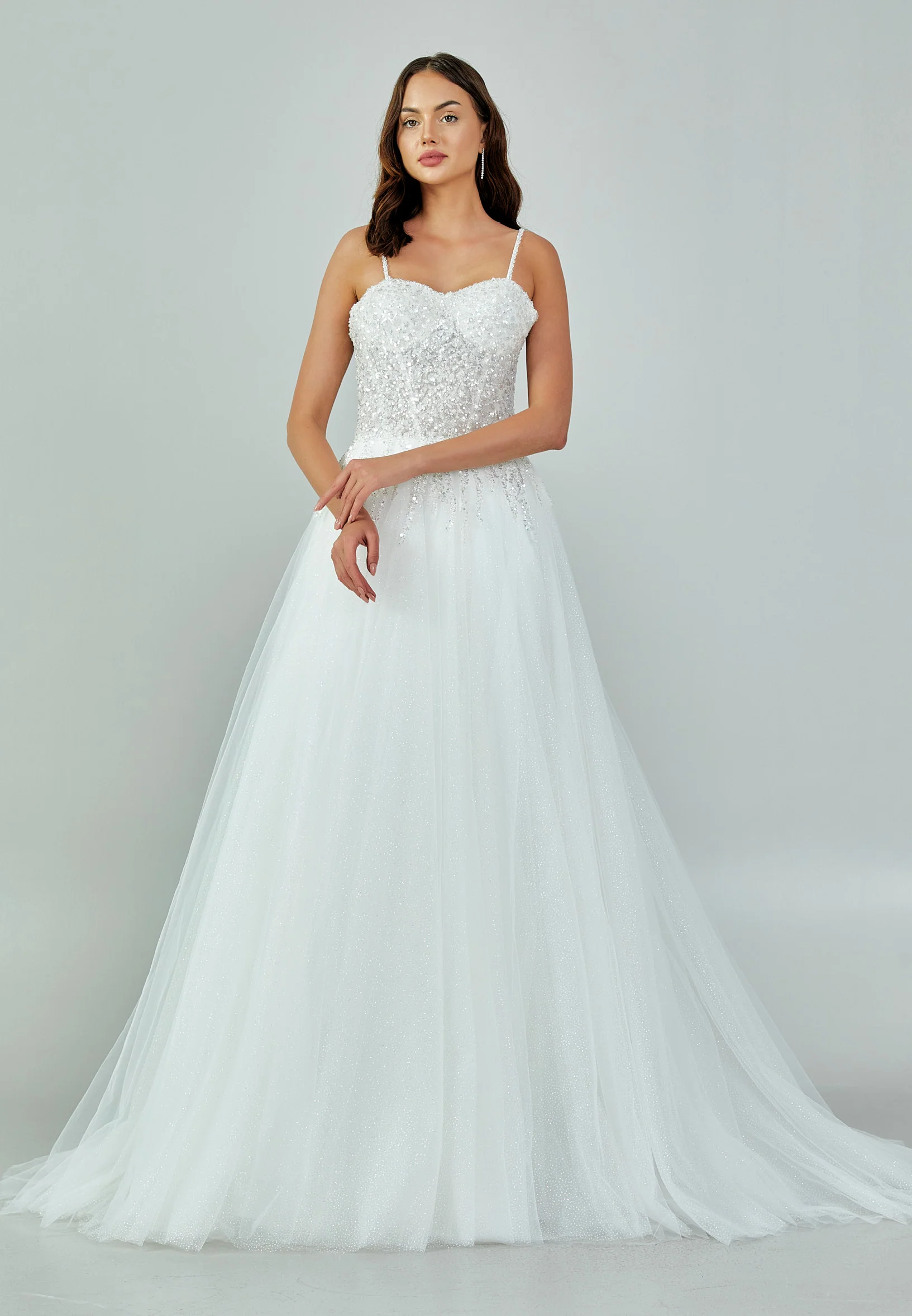 Sleeveless Maxi Tulle Regular Wedding Dress nor472 - Image 2