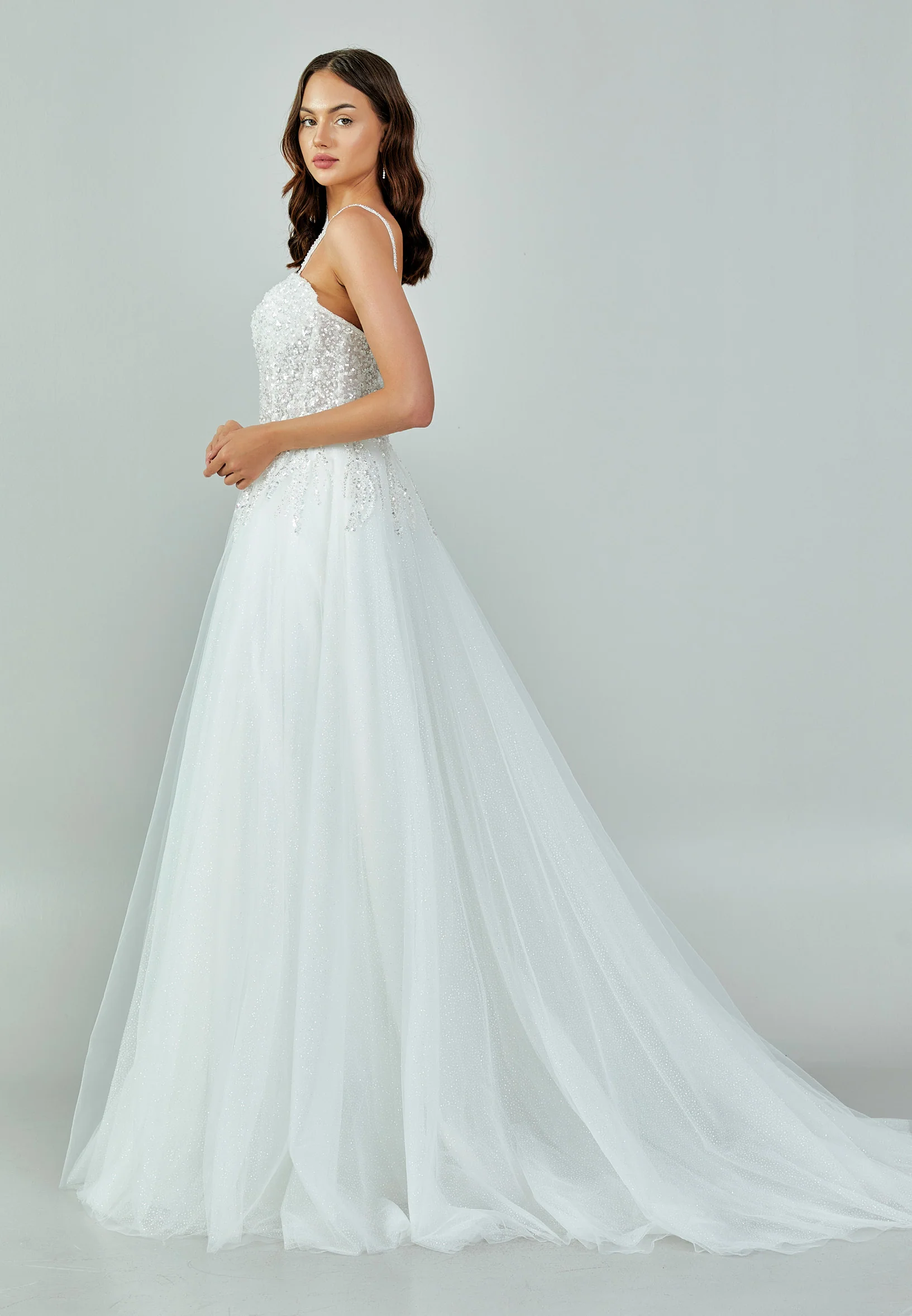 Sleeveless Maxi Tulle Regular Wedding Dress nor472 - Image 4