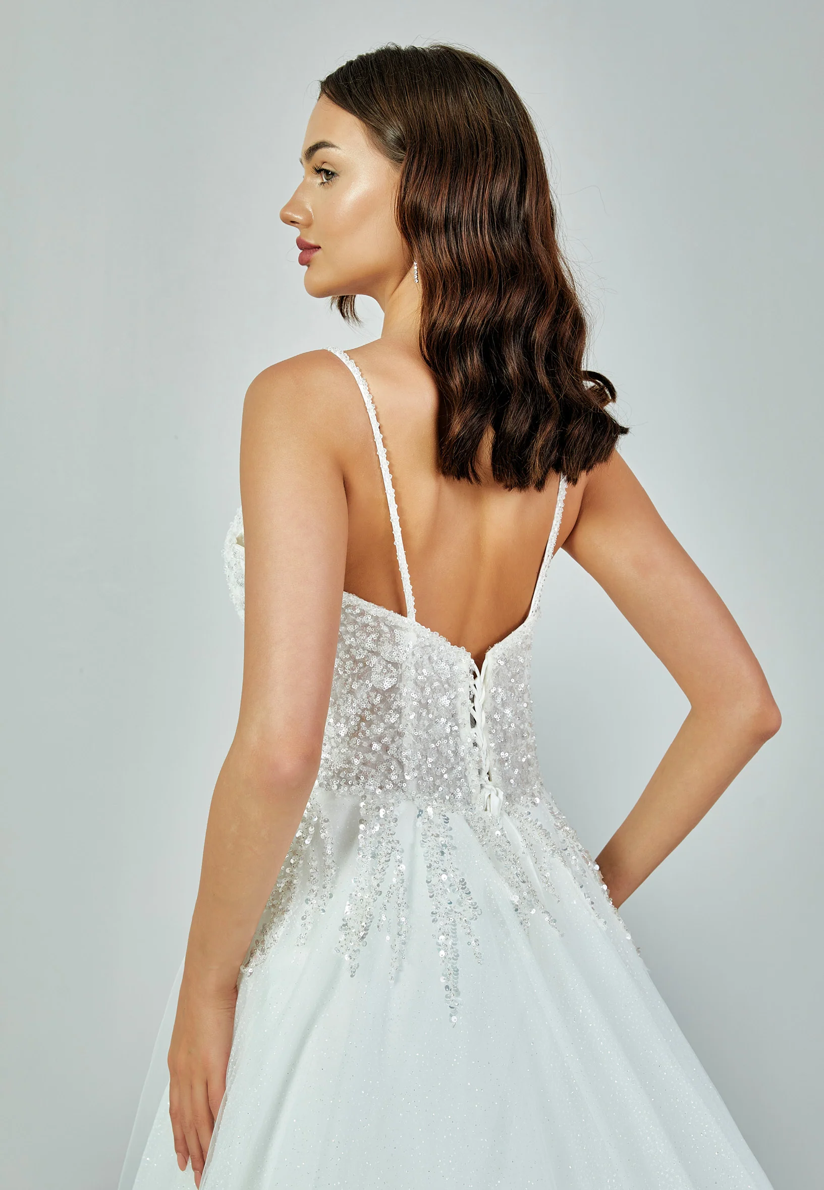 Sleeveless Maxi Tulle Regular Wedding Dress nor472 - Image 5