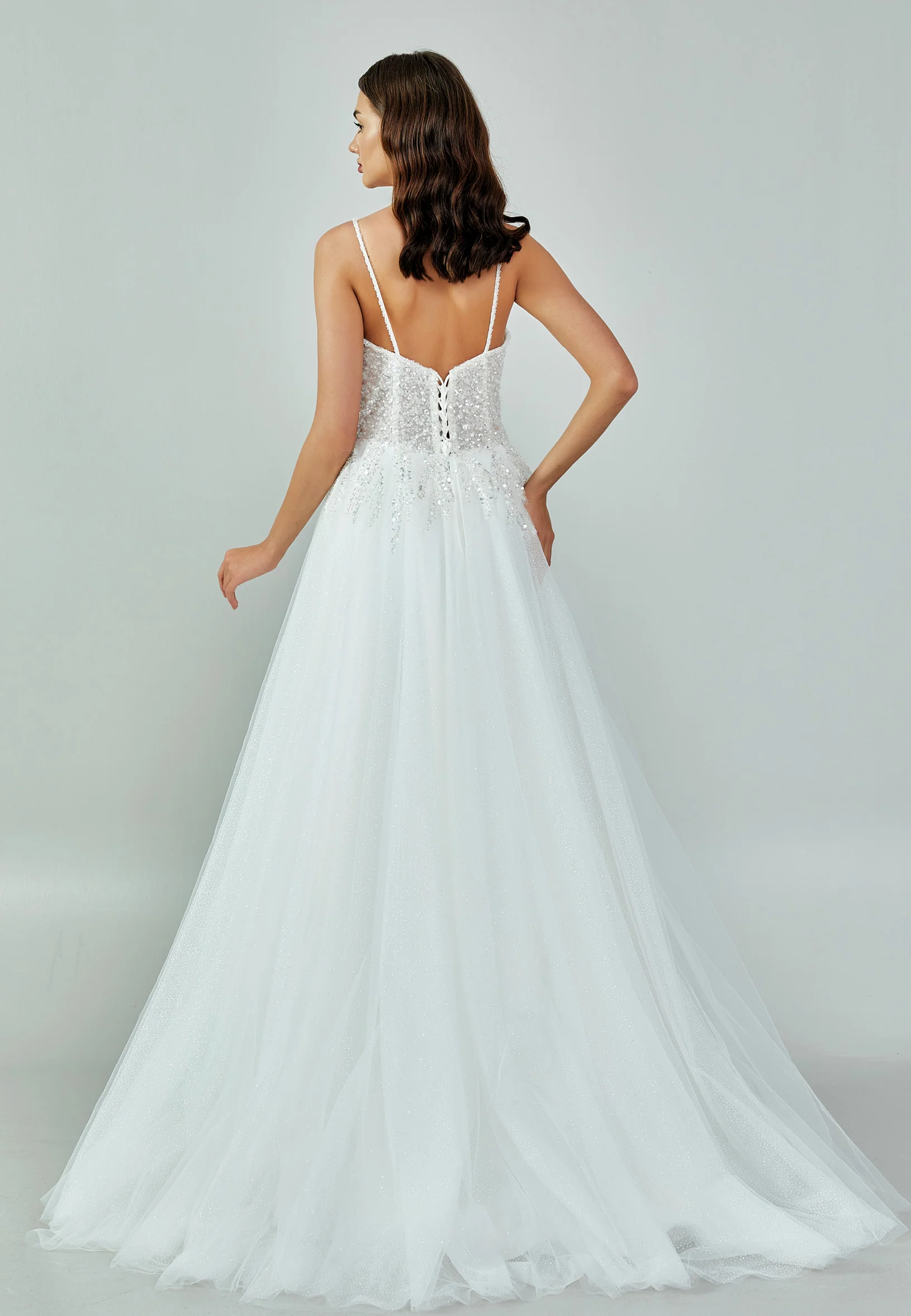 Sleeveless Maxi Tulle Regular Wedding Dress nor472 - Image 6