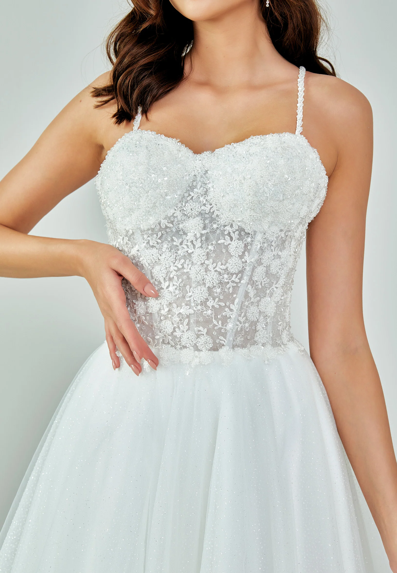 Sleeveless Maxi Tulle Regular Wedding Dress nor473 - Image 2