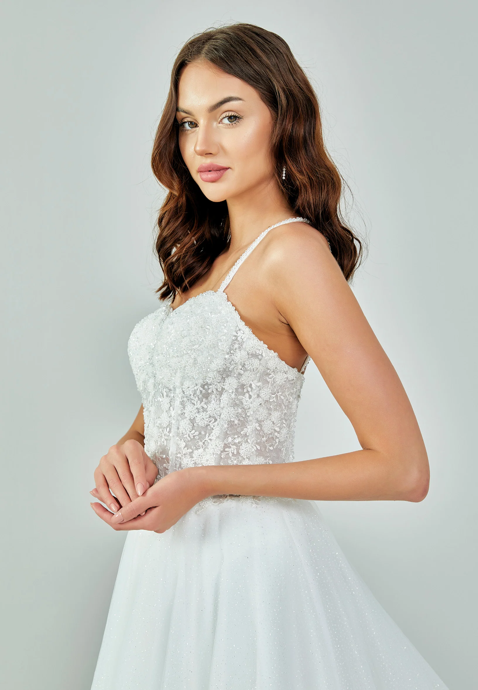 Sleeveless Maxi Tulle Regular Wedding Dress nor473 - Image 3