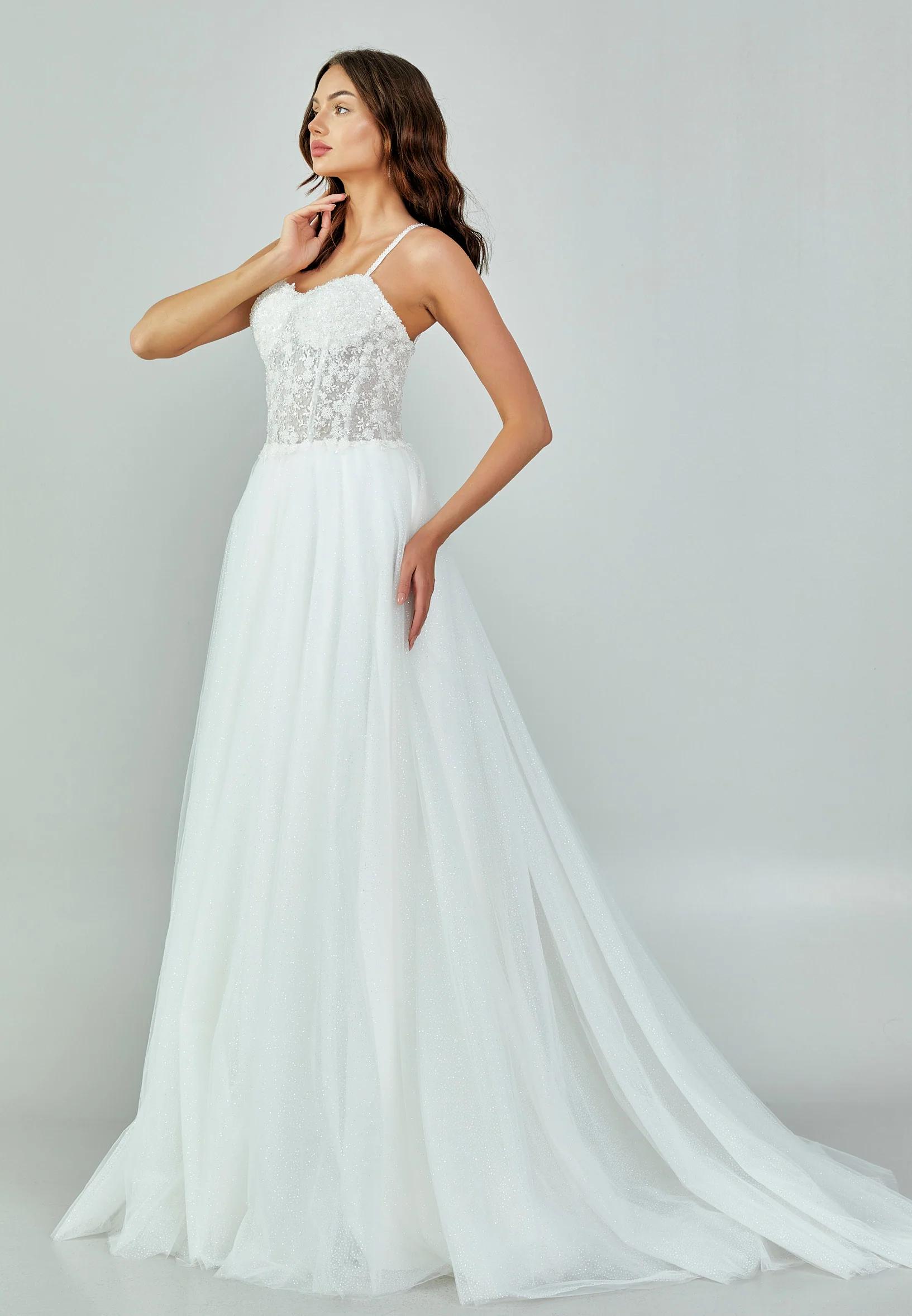 Sleeveless Maxi Tulle Regular Wedding Dress nor473 - Image 4