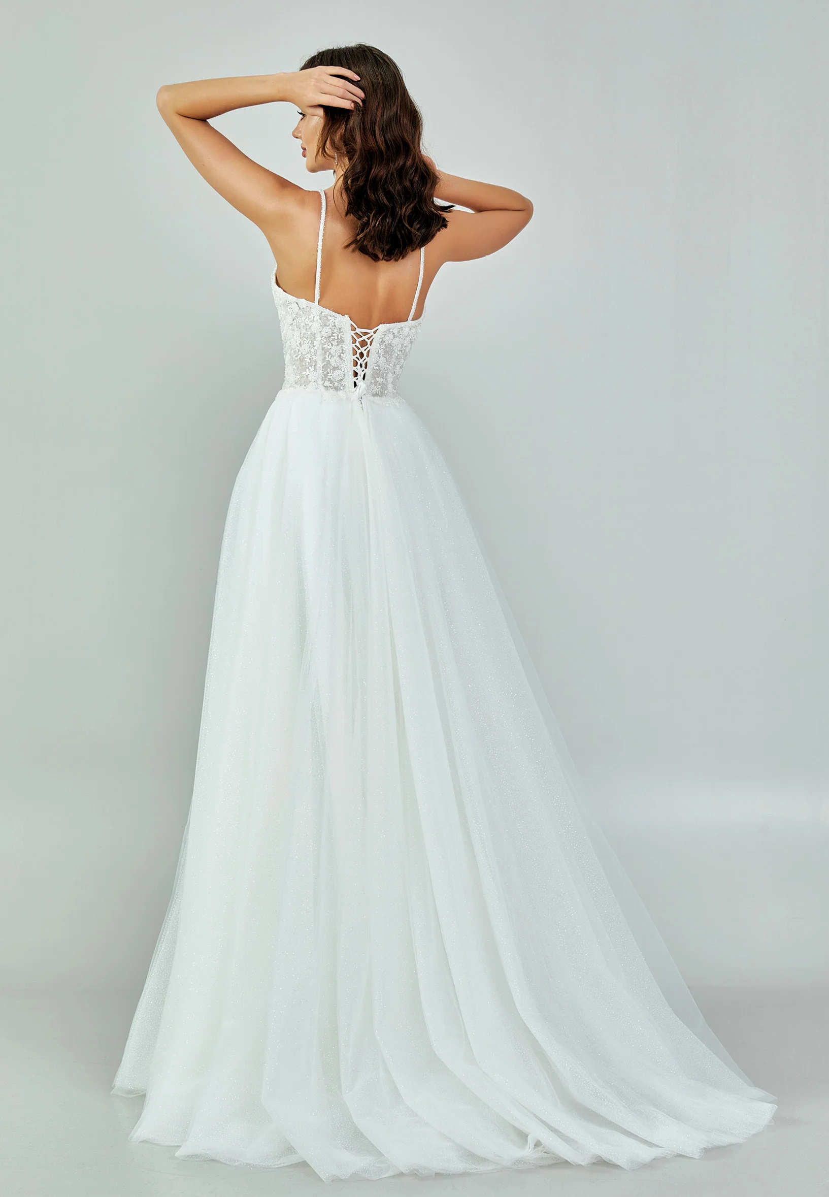 Sleeveless Maxi Tulle Regular Wedding Dress nor473 - Image 7