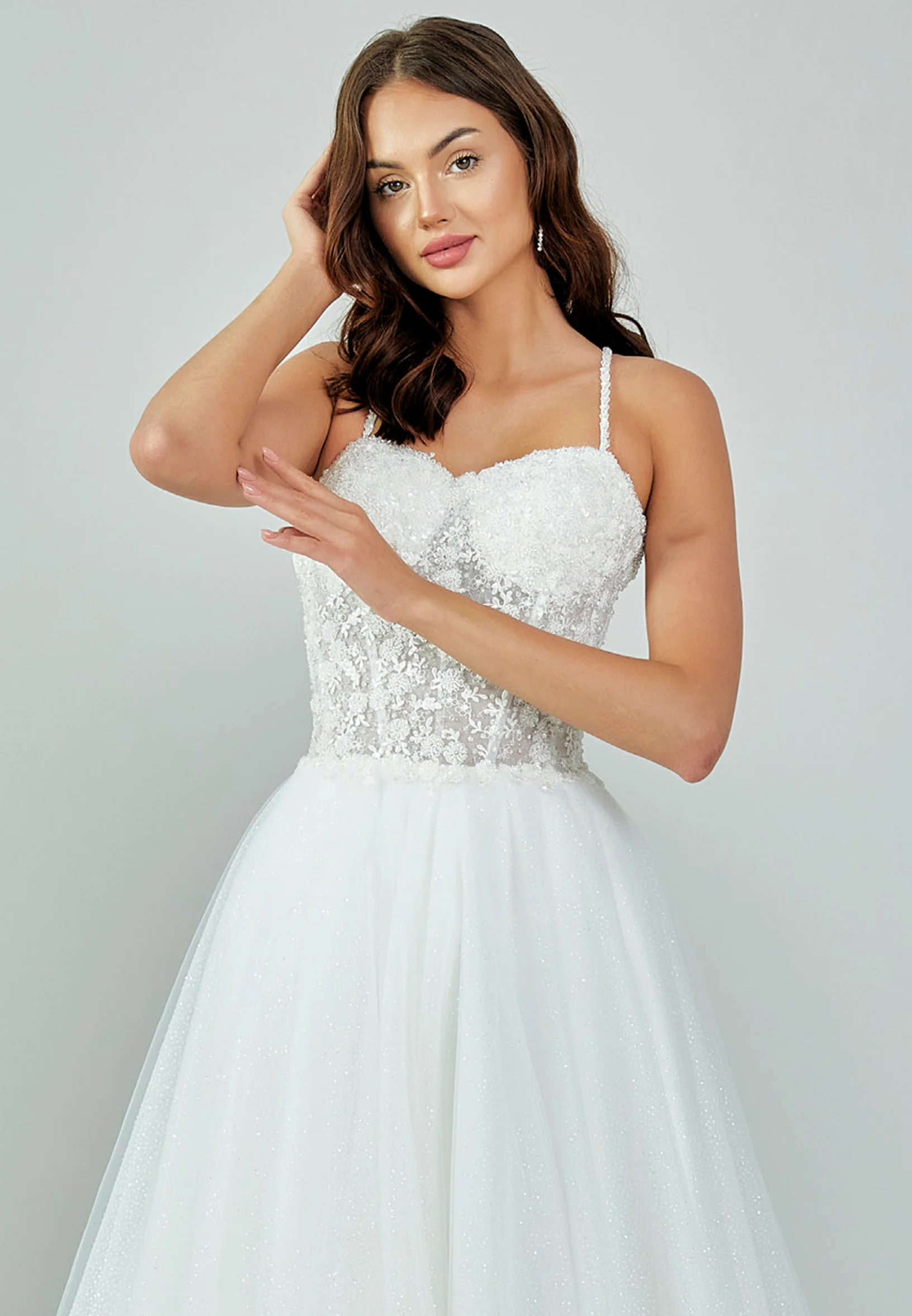 Sleeveless Maxi Tulle Regular Wedding Dress nor473 - Image 8