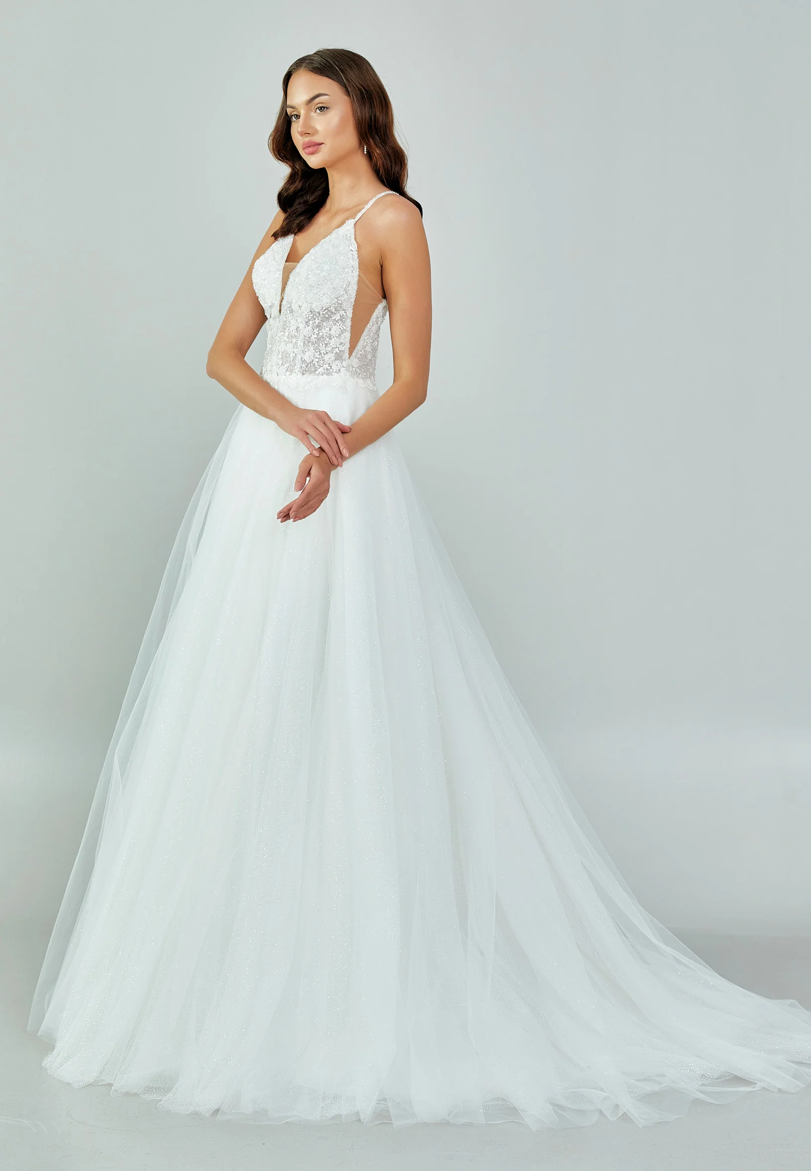 Sleeveless Maxi Tulle Regular Wedding Dress nor474 - Image 4
