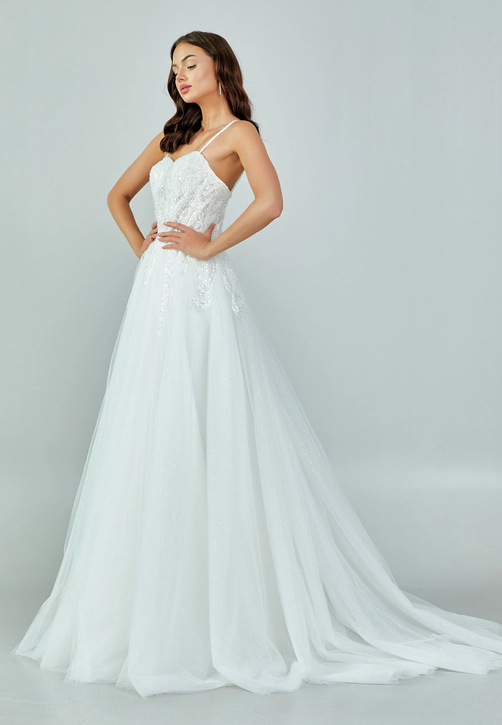 Sleeveless Maxi Tulle Regular Wedding Dress nor475