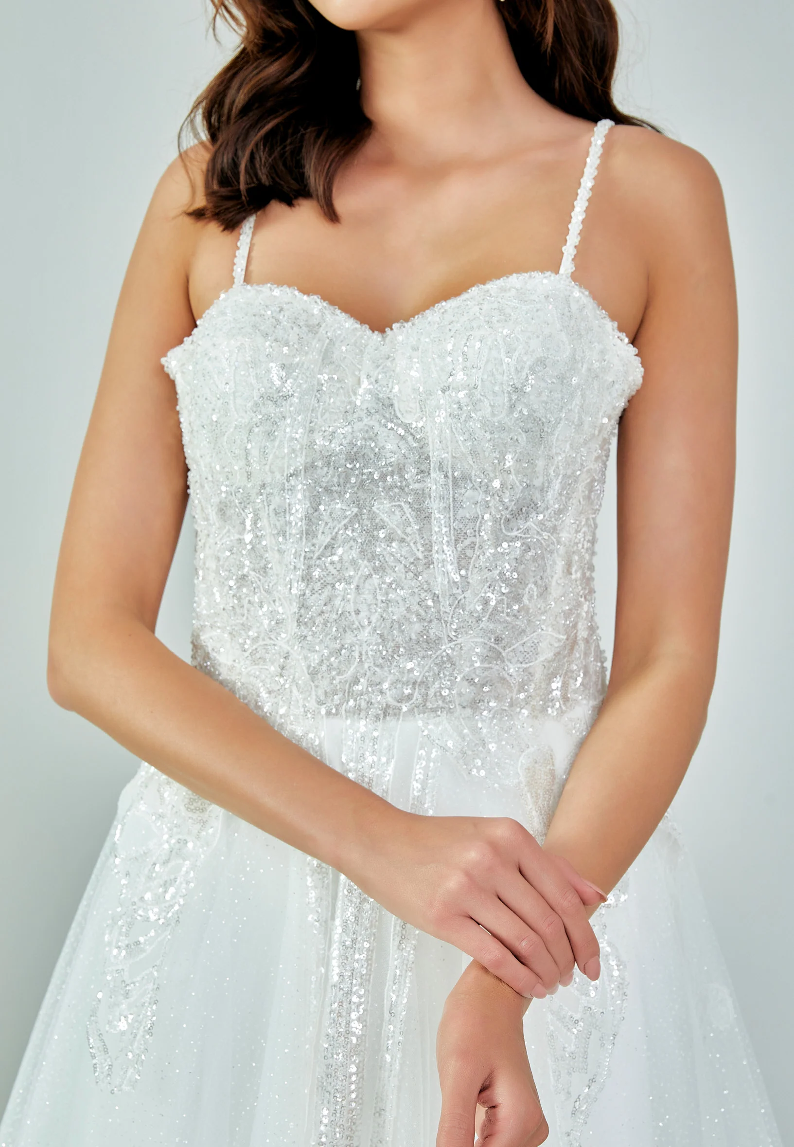 Sleeveless Maxi Tulle Regular Wedding Dress nor475 - Image 2