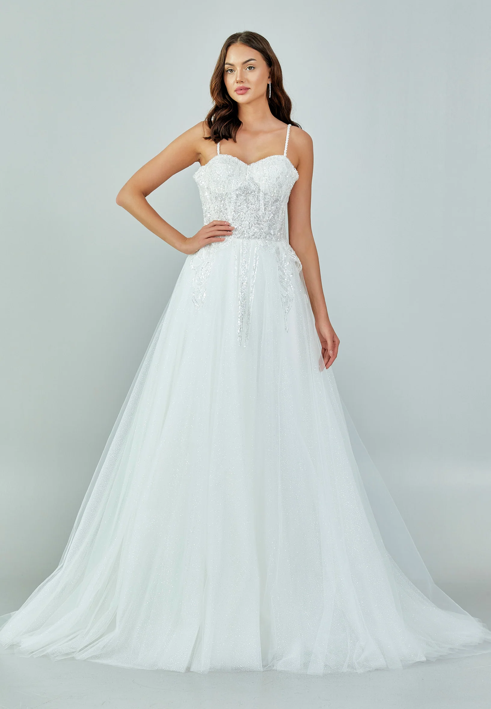 Sleeveless Maxi Tulle Regular Wedding Dress nor475 - Image 9