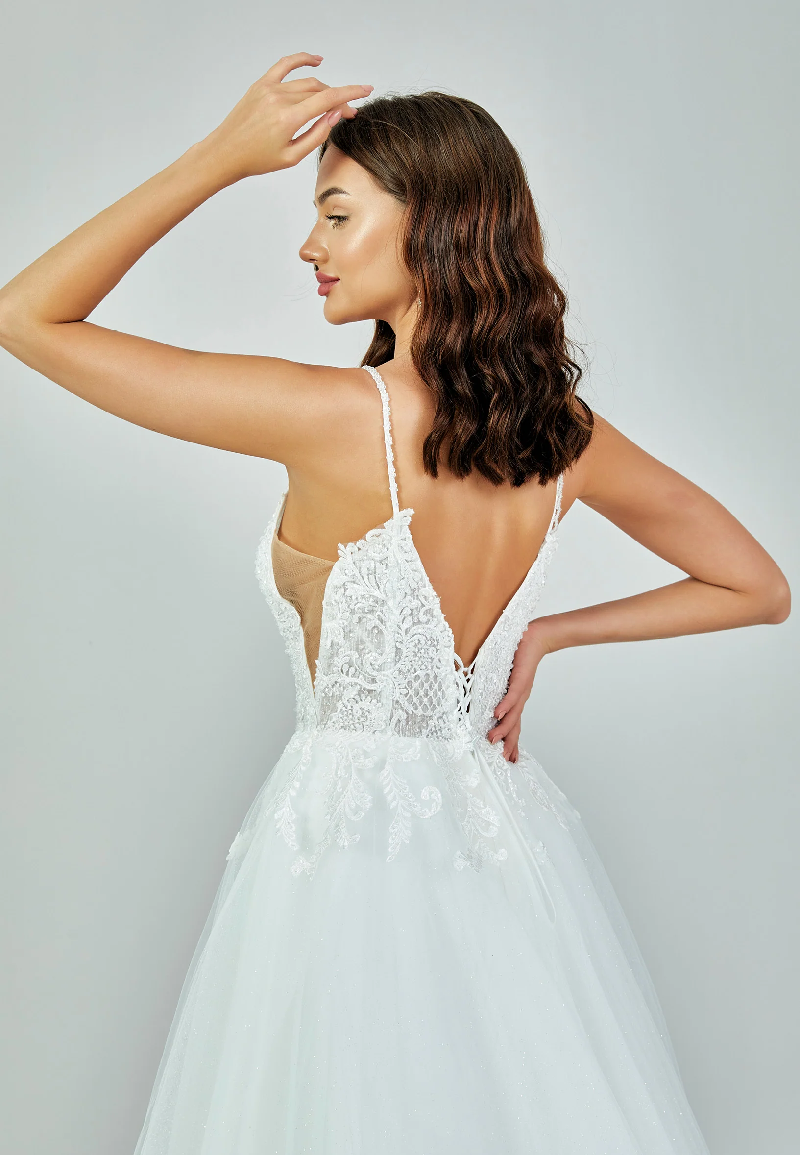 Sleeveless Maxi Tulle Regular Wedding Dress nor482 - Image 5