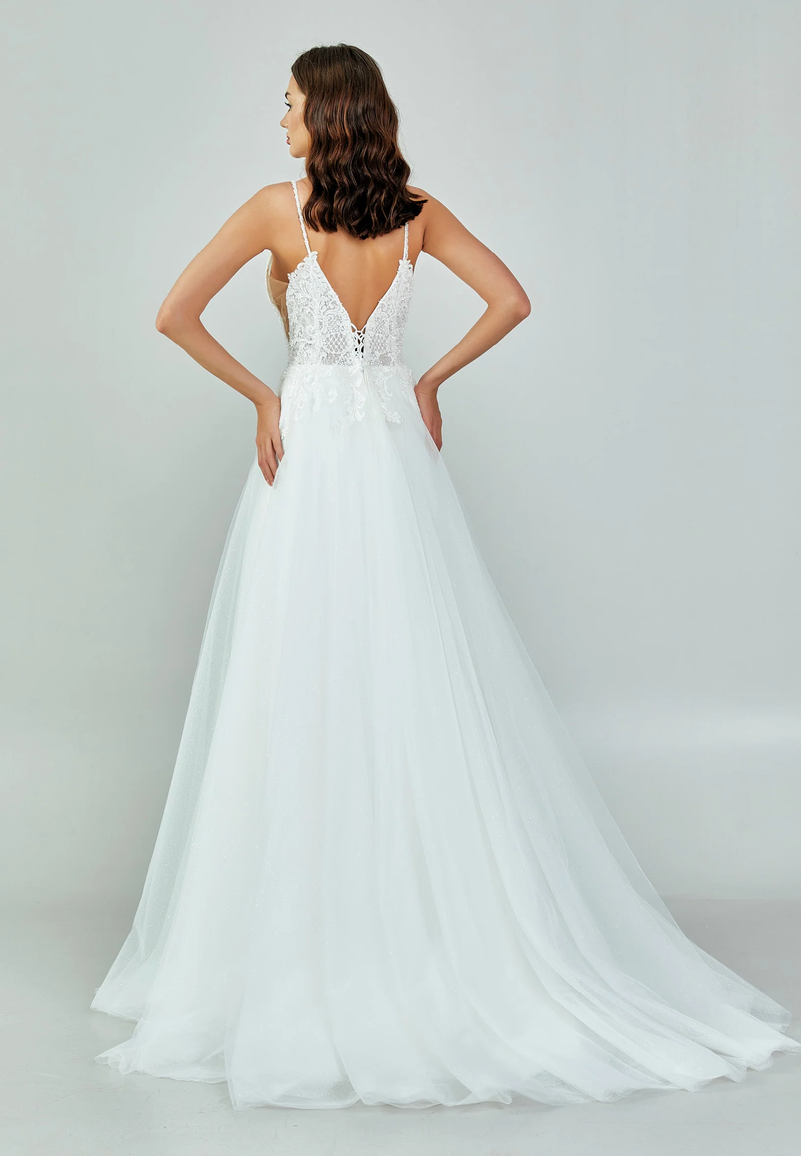 Sleeveless Maxi Tulle Regular Wedding Dress nor482 - Image 6