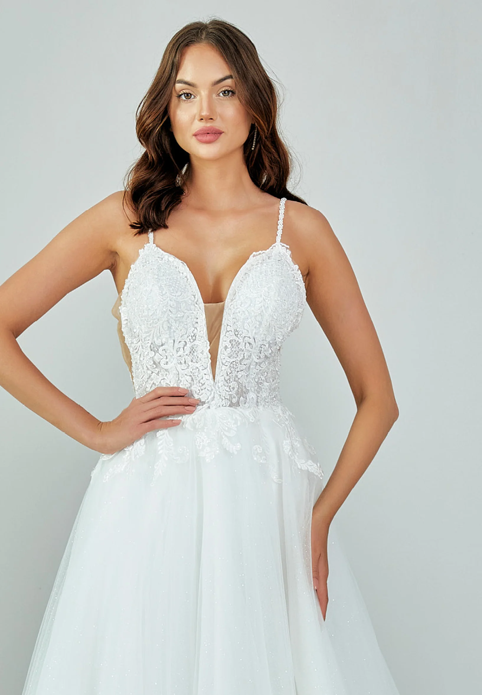 Sleeveless Maxi Tulle Regular Wedding Dress nor482 - Image 8