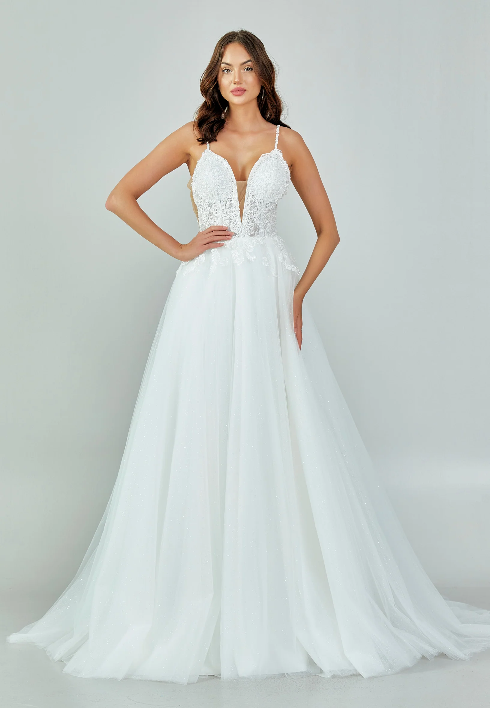 Sleeveless Maxi Tulle Regular Wedding Dress nor482 - Image 9