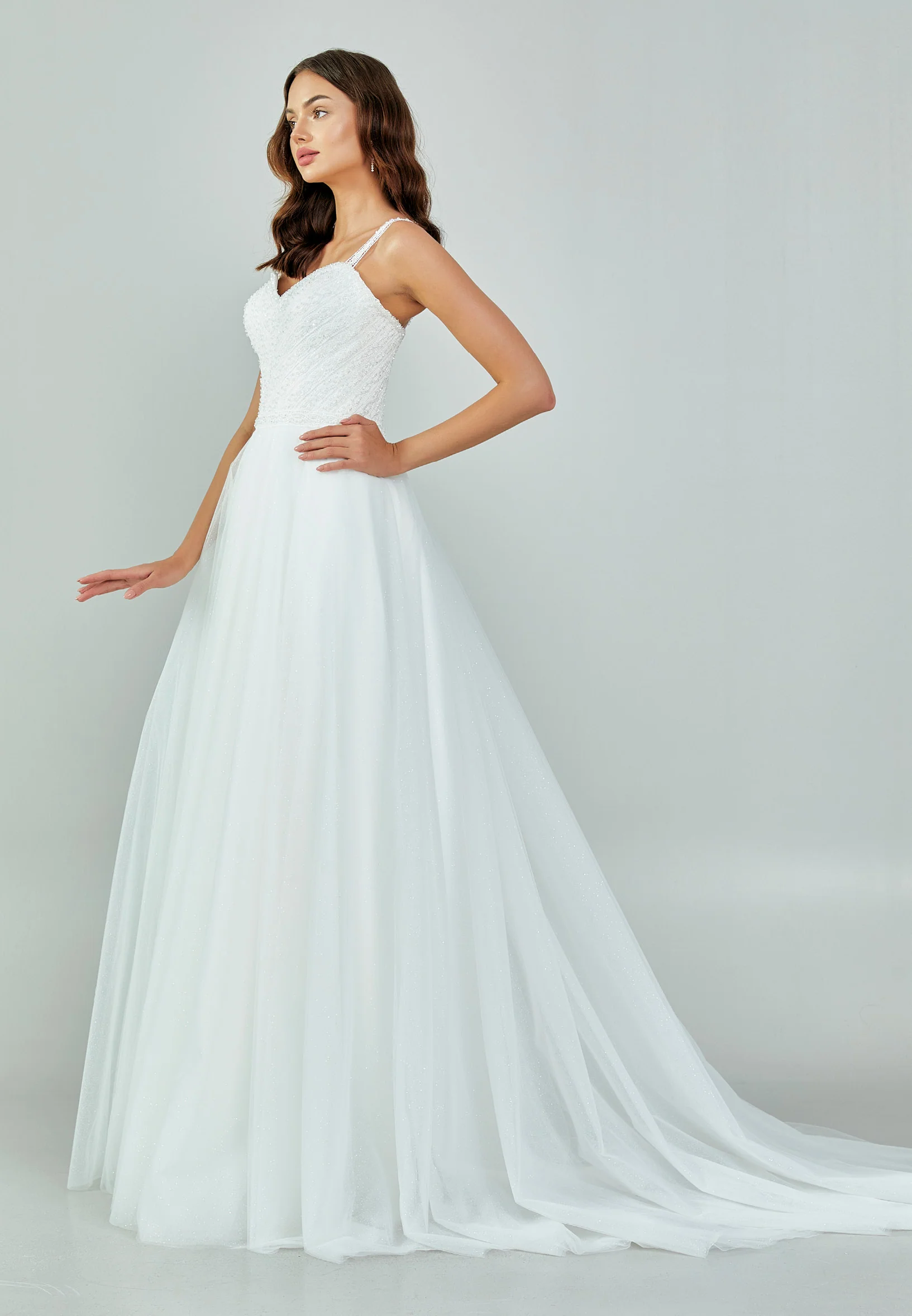 Sleeveless Maxi Tulle Regular Wedding Dress nor483