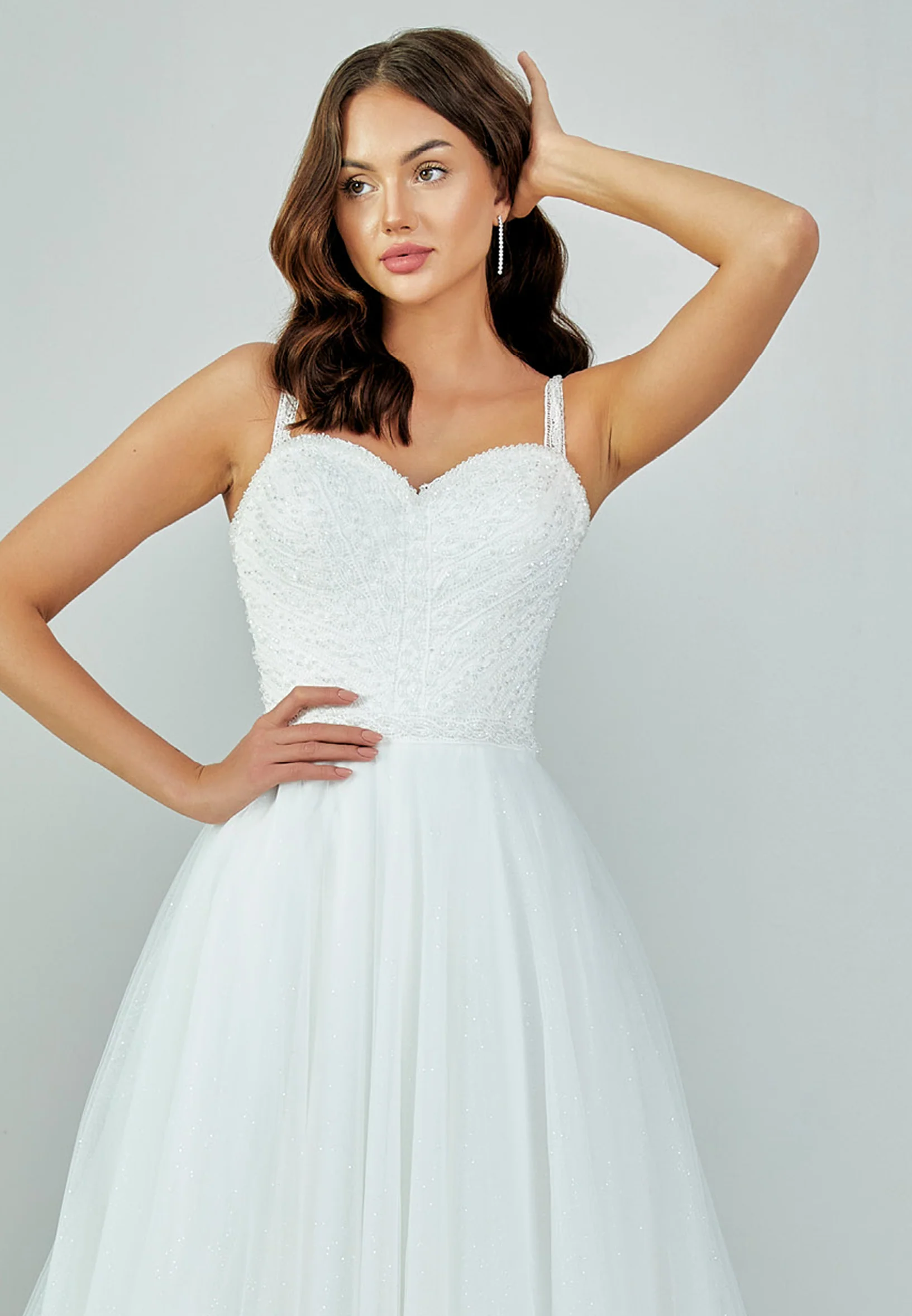 Sleeveless Maxi Tulle Regular Wedding Dress nor483 - Image 8