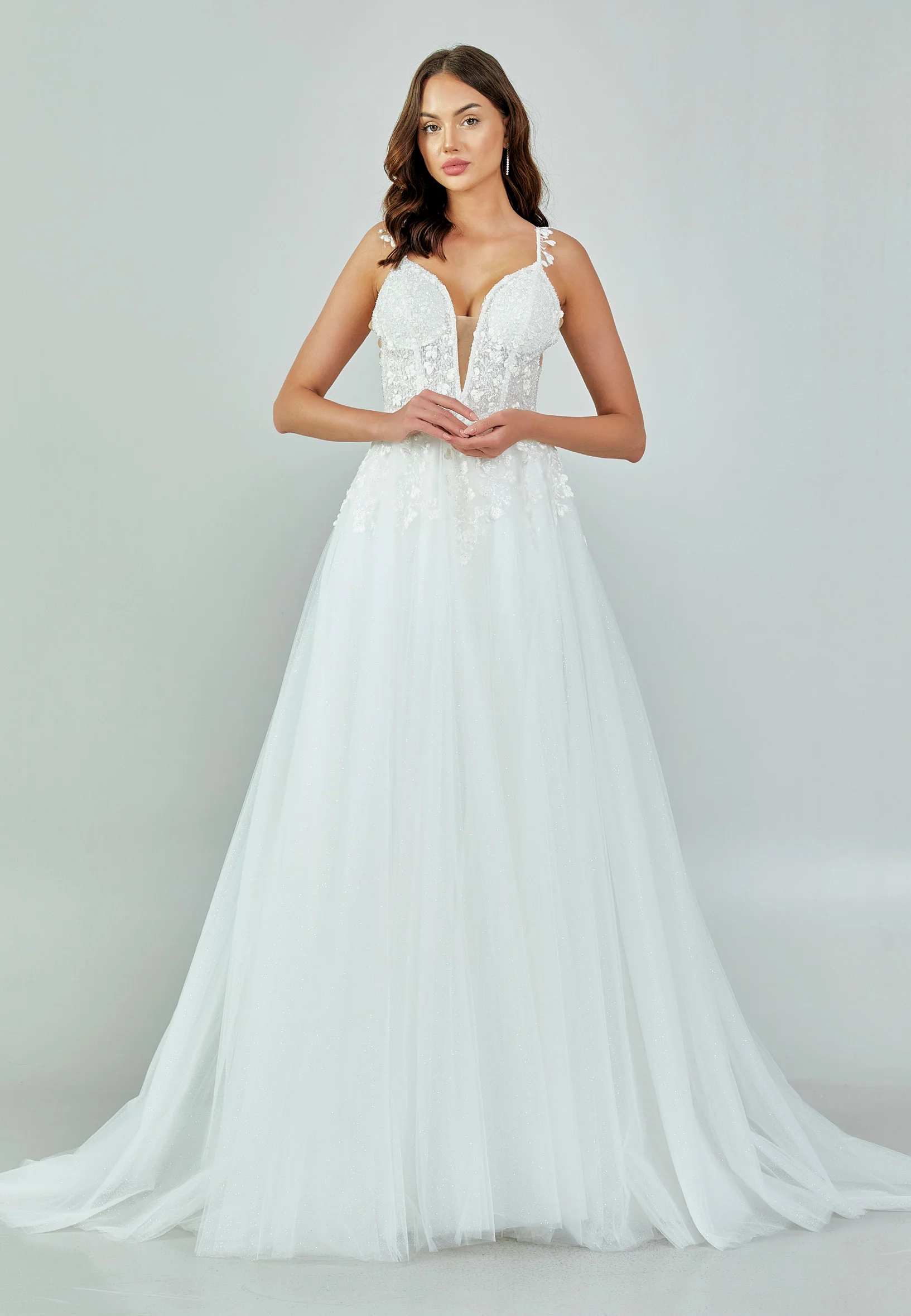 Sleeveless Maxi Tulle Regular Wedding Dress nor486 - Image 10
