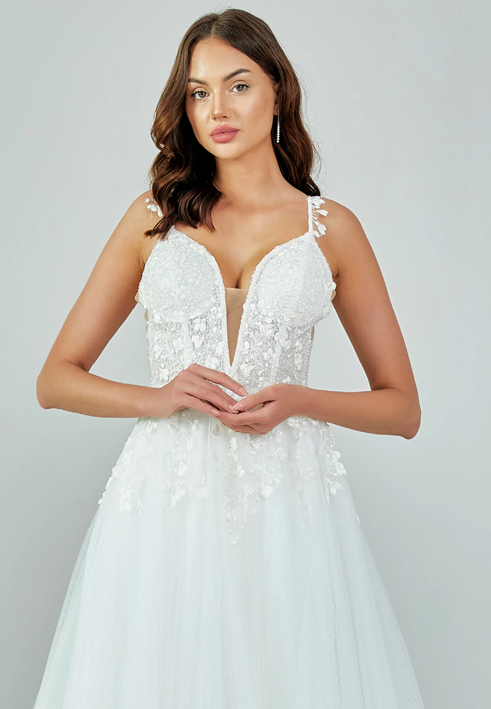 Sleeveless Maxi Tulle Regular Wedding Dress nor486 - Image 8