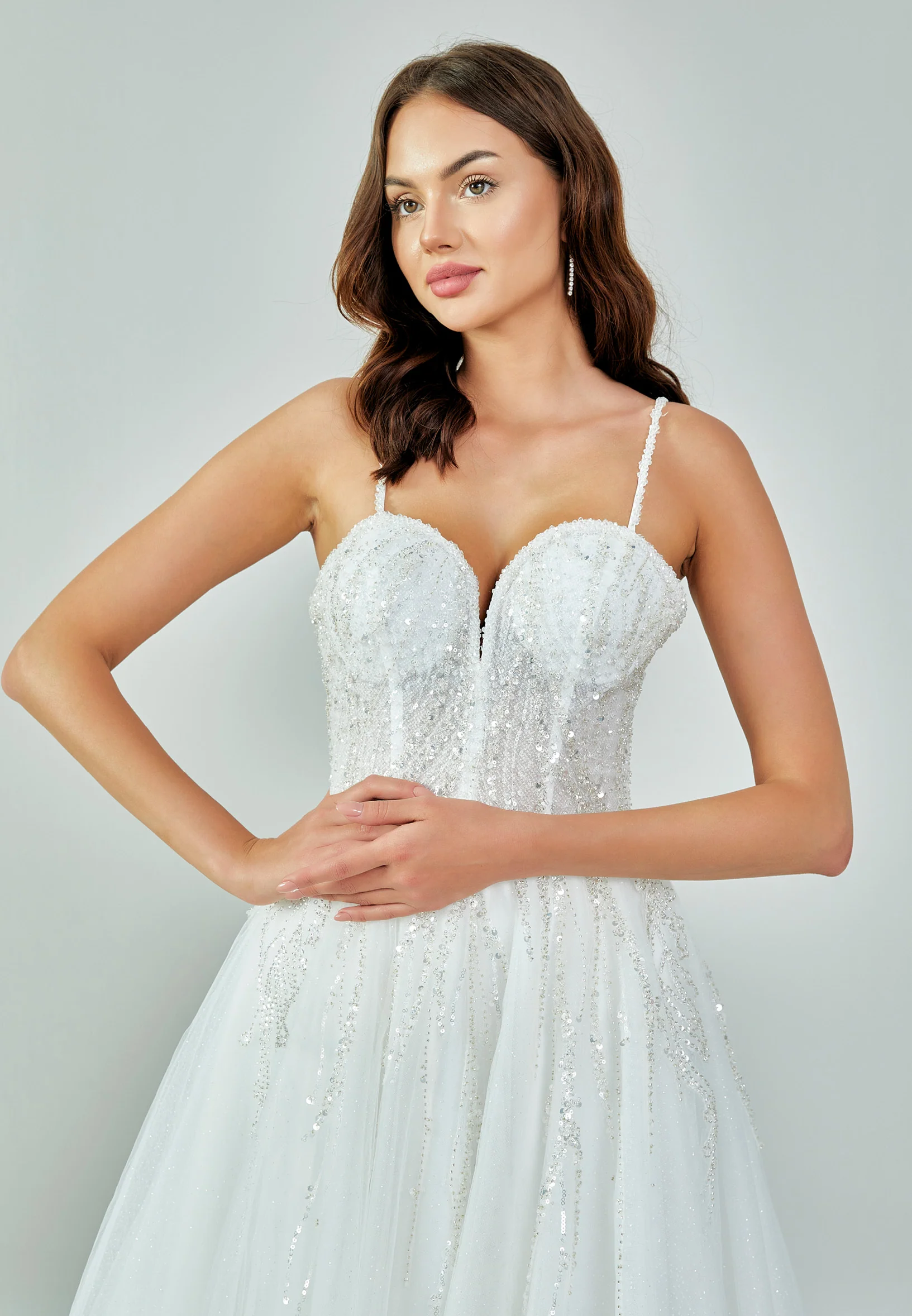 Sleeveless Maxi Tulle Regular Wedding Dress nor491 - Image 10