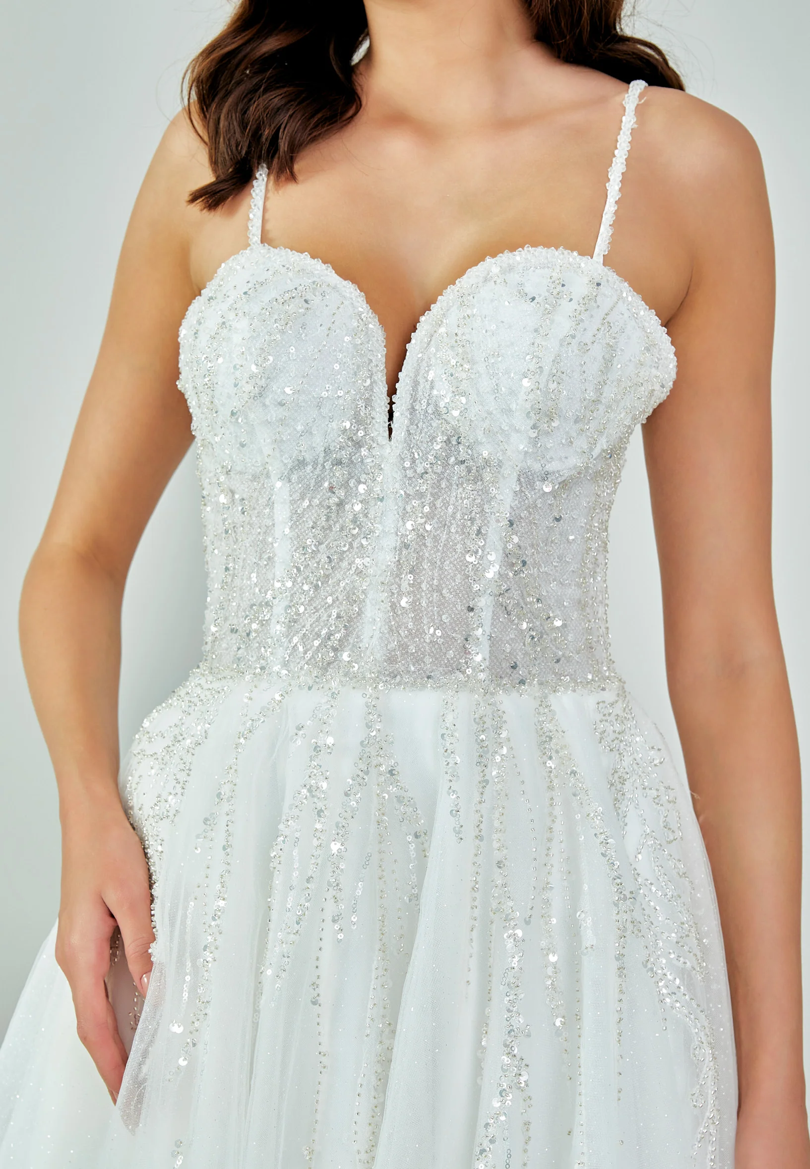 Sleeveless Maxi Tulle Regular Wedding Dress nor491 - Image 2