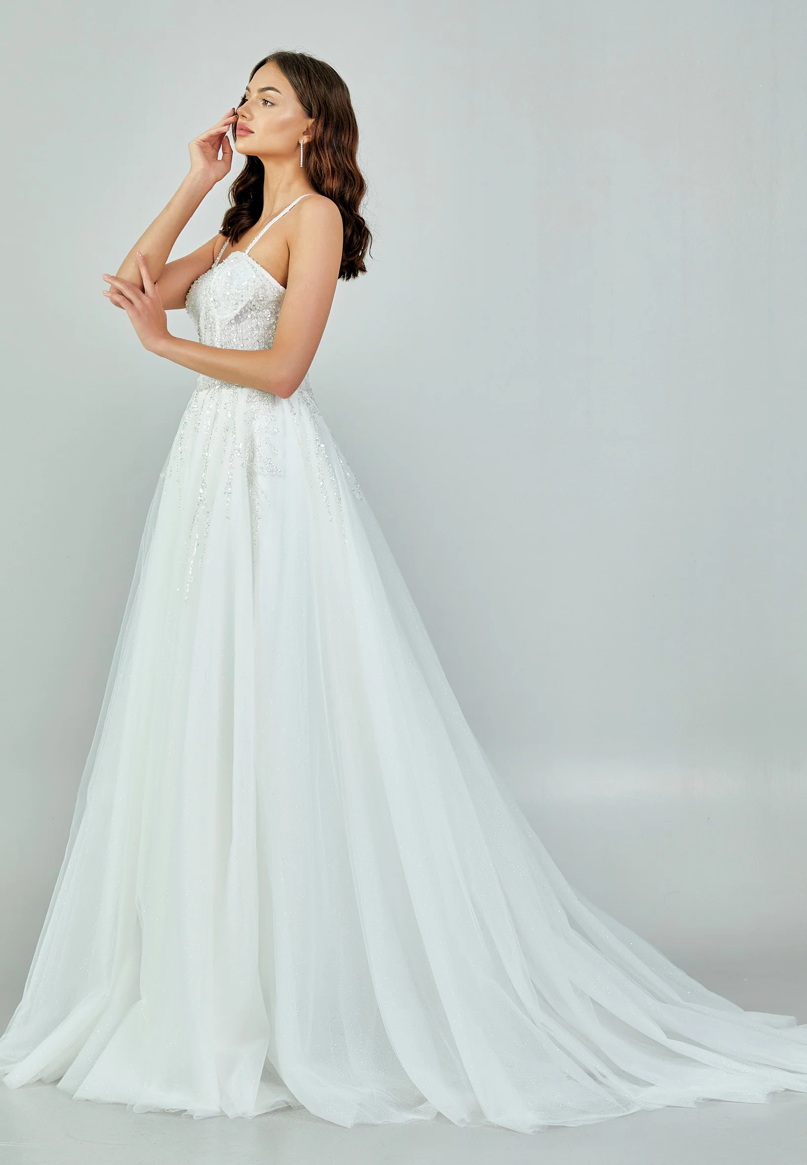 Sleeveless Maxi Tulle Regular Wedding Dress nor491 - Image 4