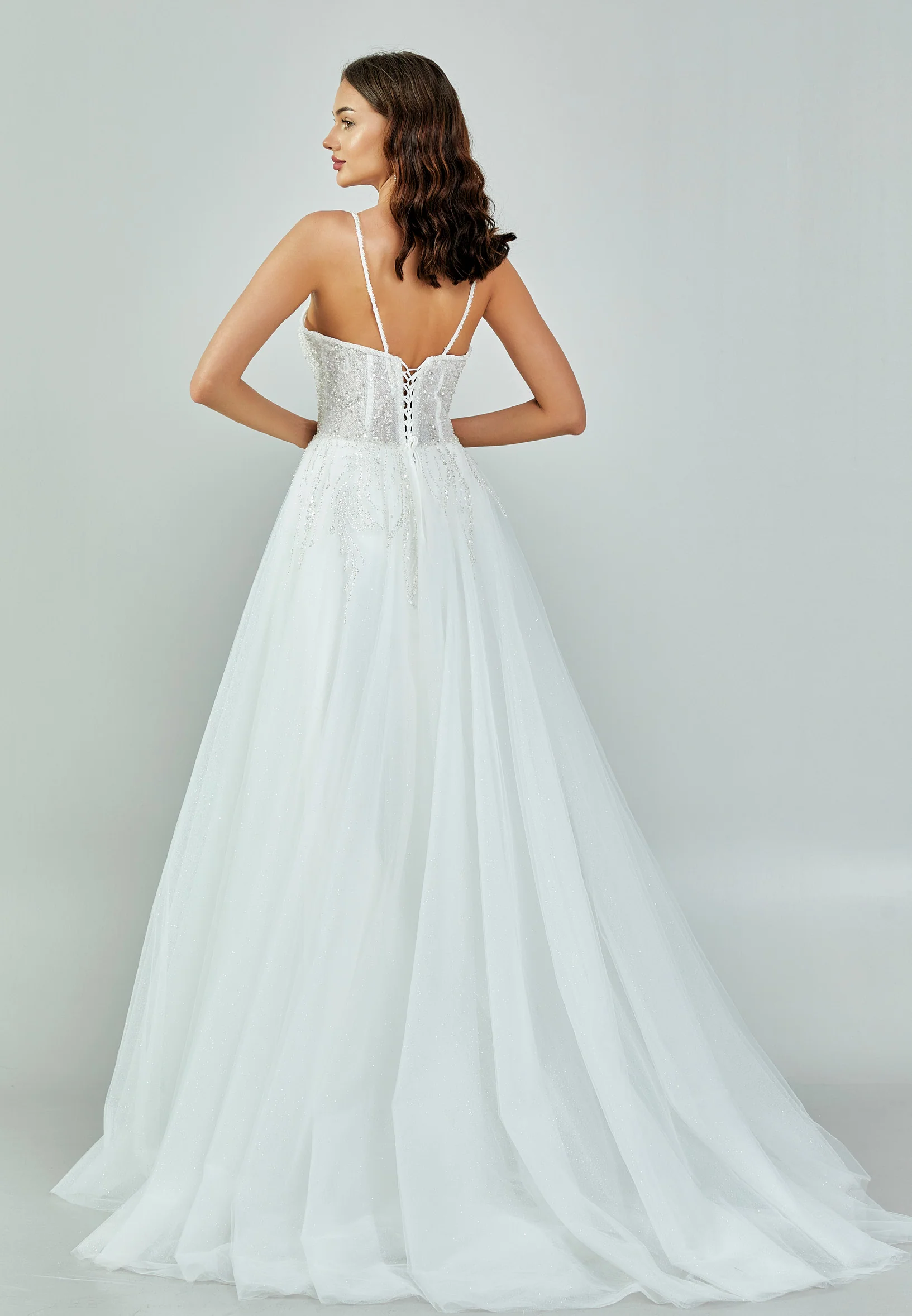 Sleeveless Maxi Tulle Regular Wedding Dress nor491 - Image 7
