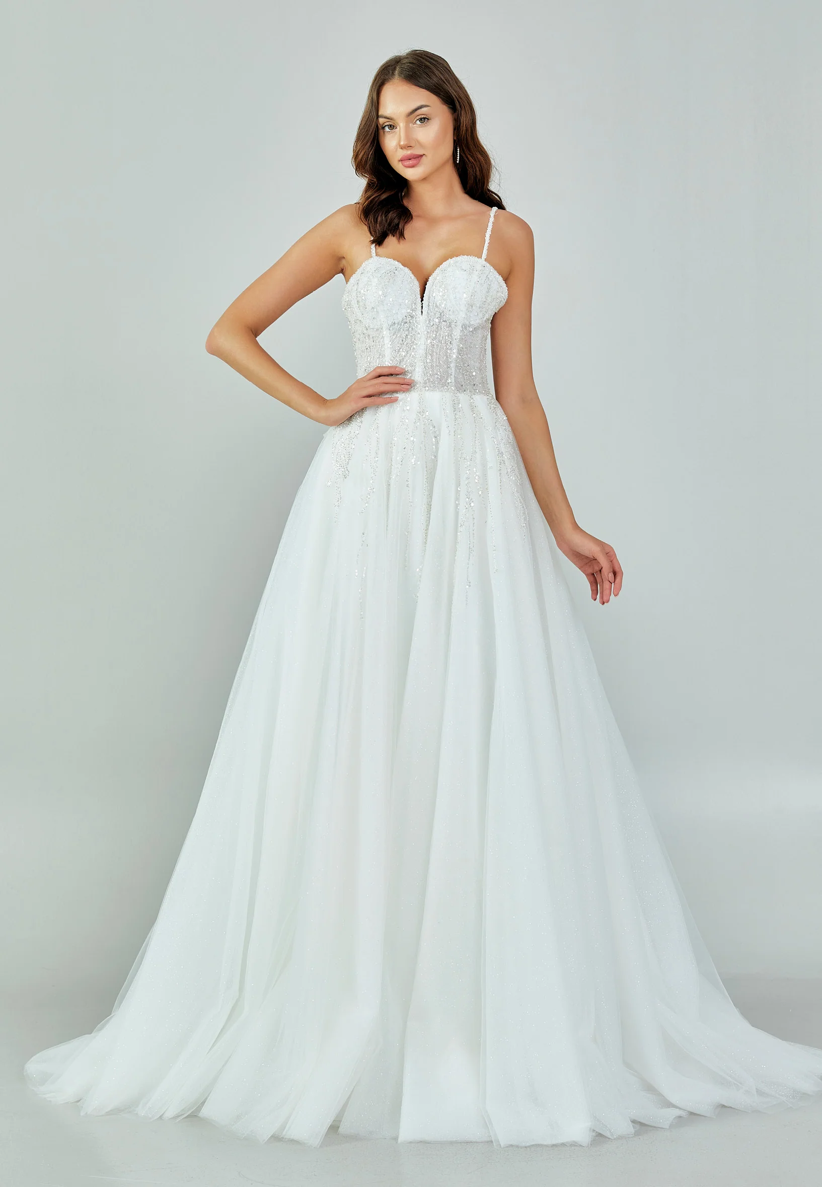 Sleeveless Maxi Tulle Regular Wedding Dress nor491 - Image 9