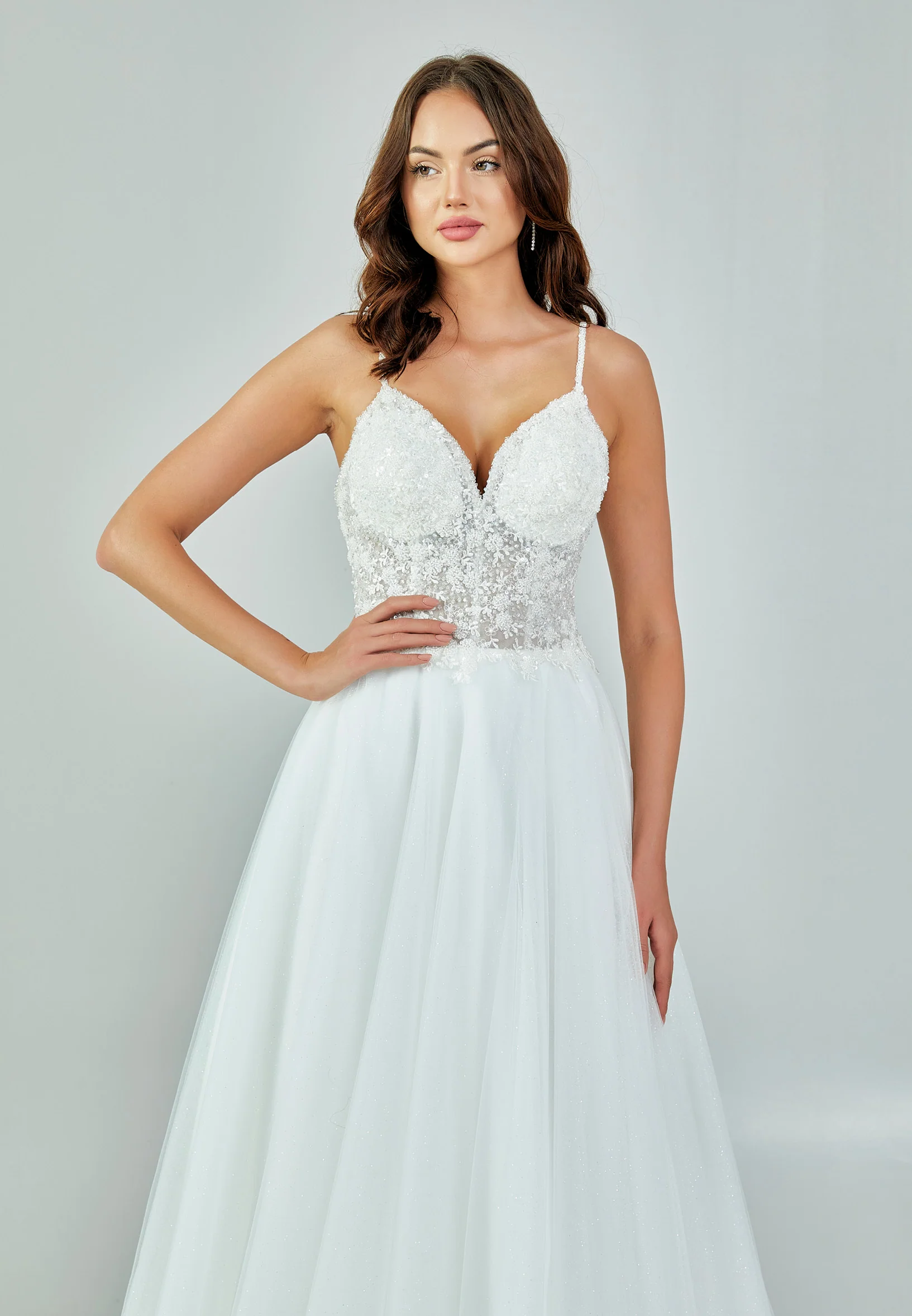 Sleeveless Maxi Tulle Regular Wedding Dress nor492 - Image 10
