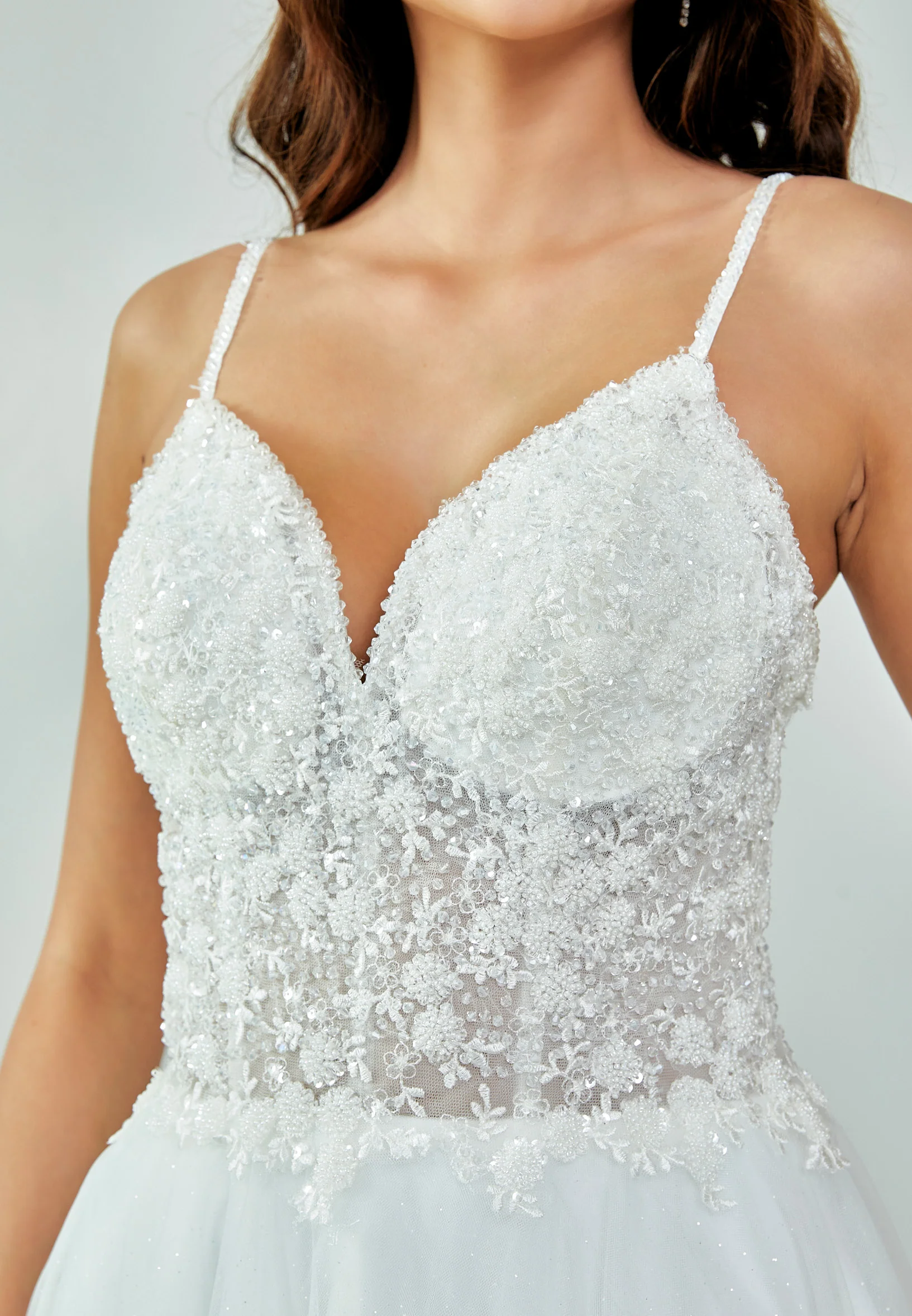 Sleeveless Maxi Tulle Regular Wedding Dress nor492 - Image 2