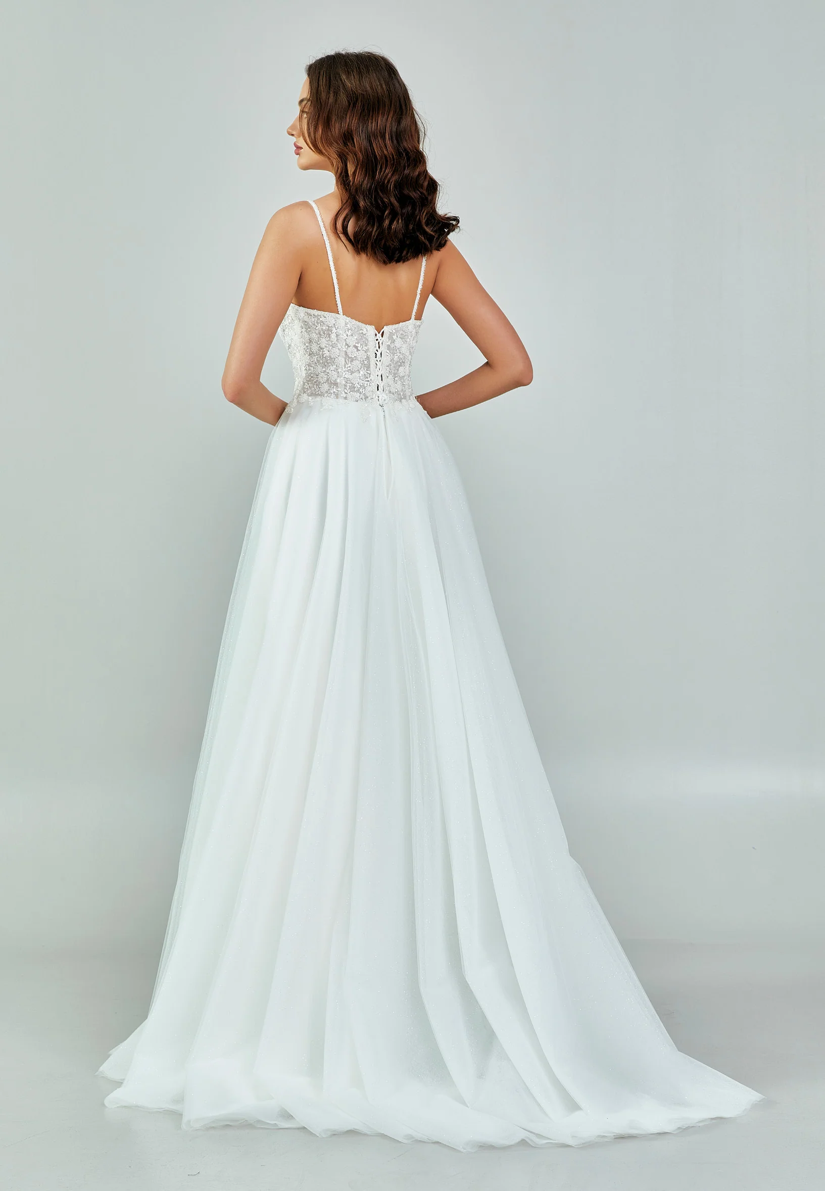 Sleeveless Maxi Tulle Regular Wedding Dress nor492 - Image 7