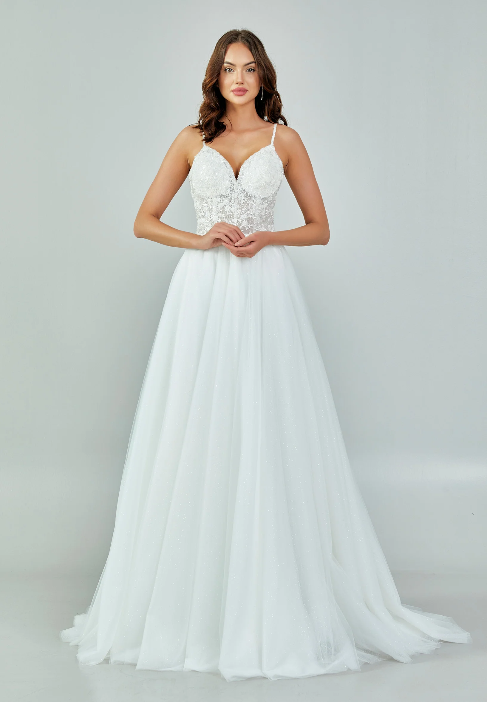 Sleeveless Maxi Tulle Regular Wedding Dress nor492 - Image 9