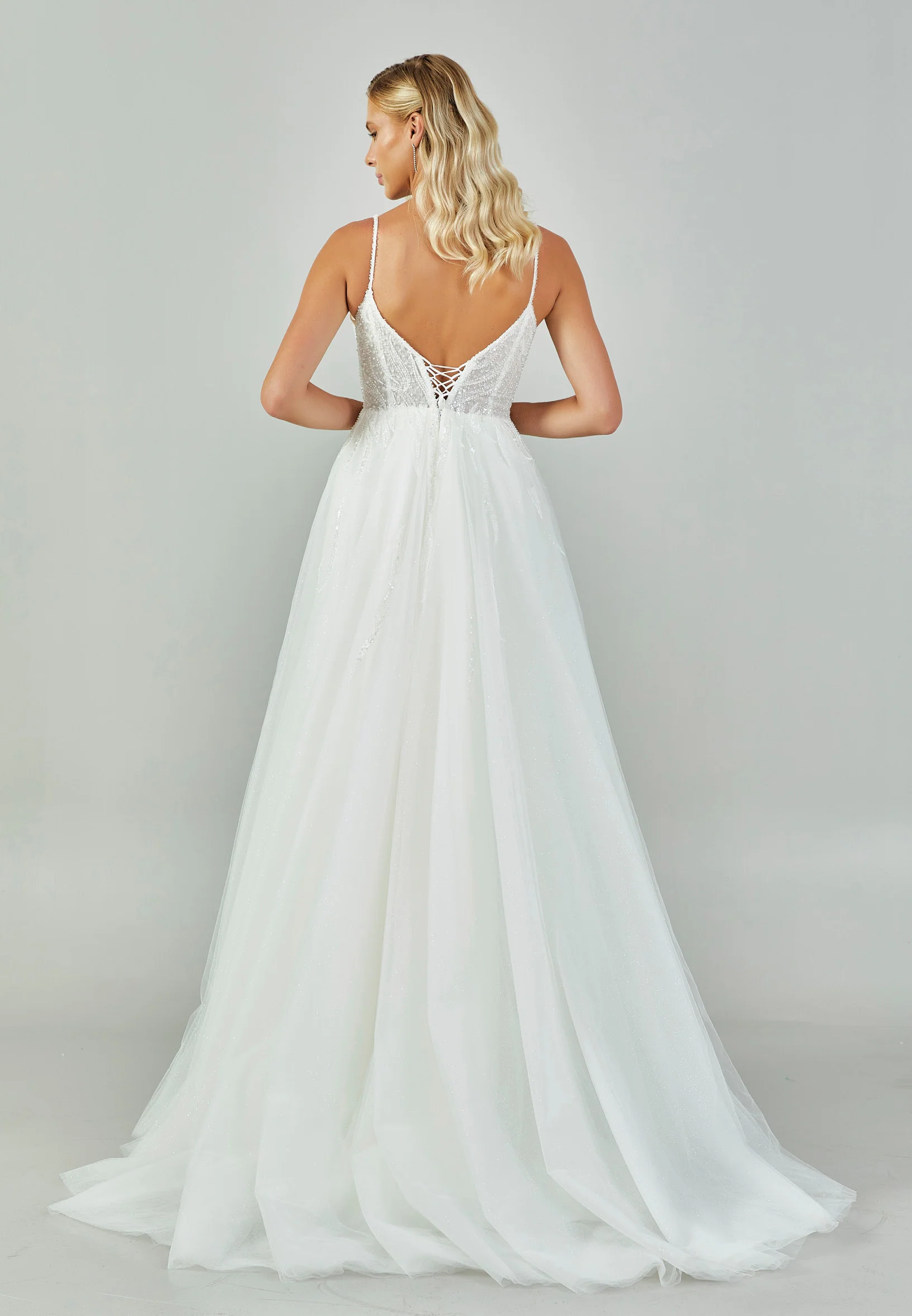 Sleeveless Maxi Tulle Regular Wedding Dress nor507 - Image 5