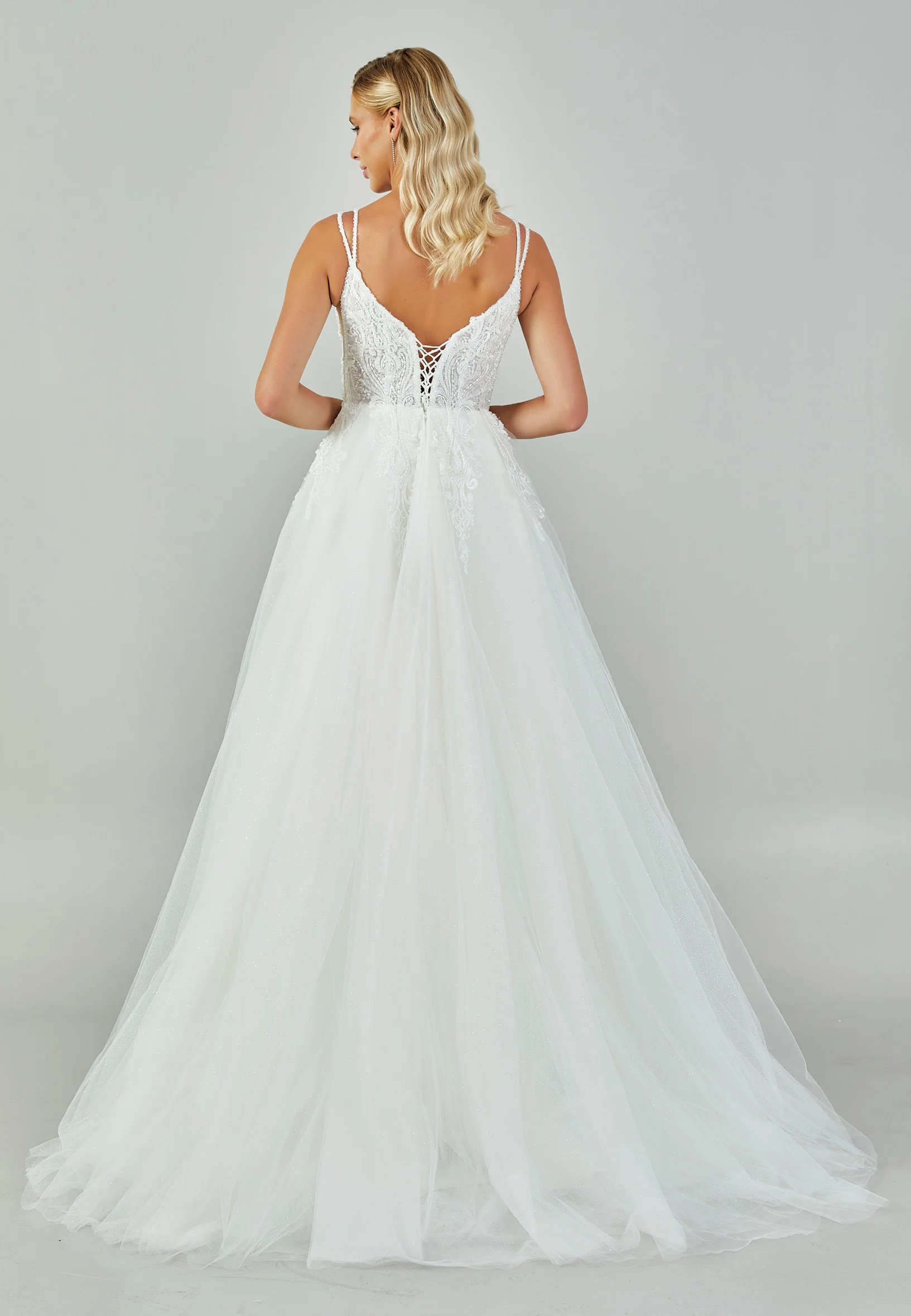 Sleeveless Maxi Tulle Regular Wedding Dress nor510 - Image 5