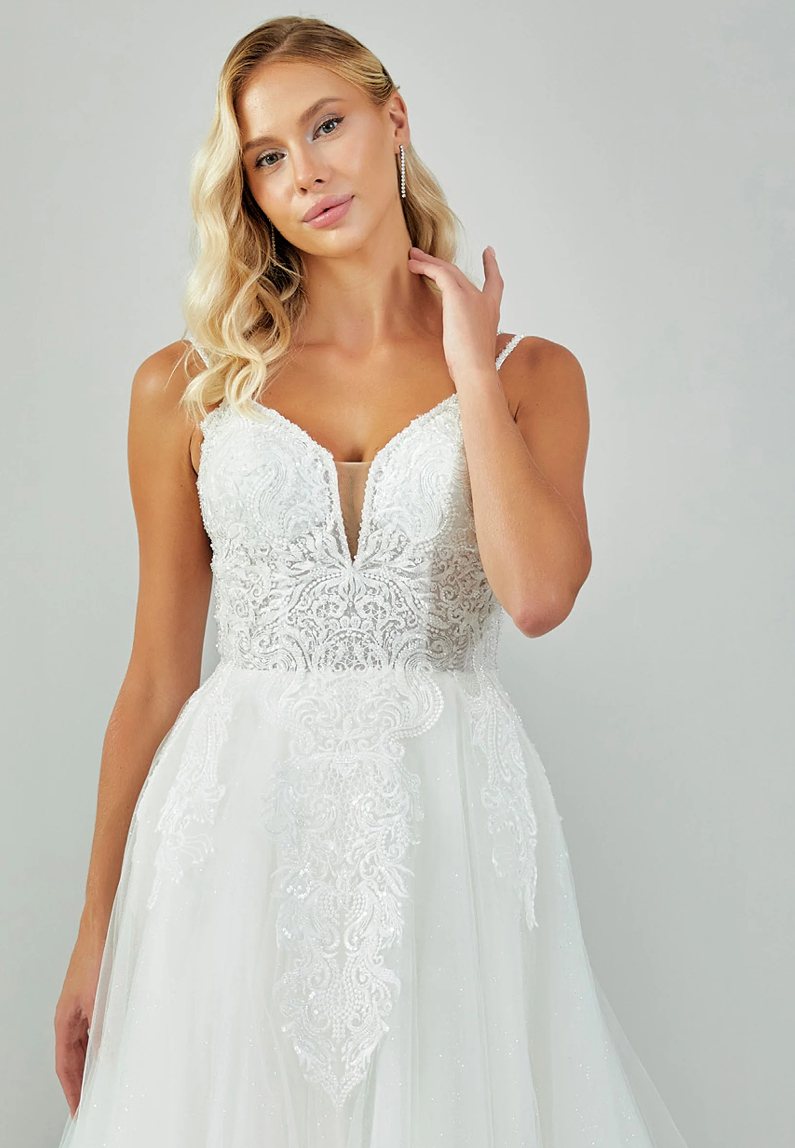 Sleeveless Maxi Tulle Regular Wedding Dress nor510 - Image 7