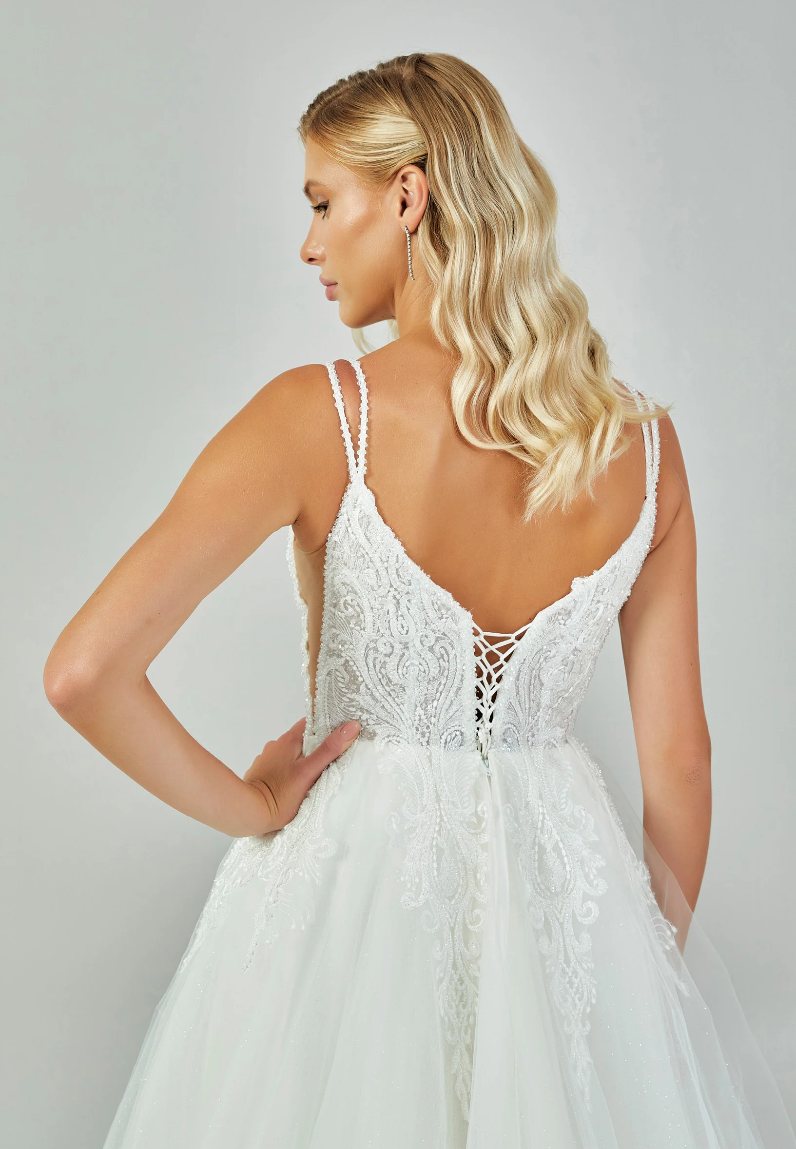 Sleeveless Maxi Tulle Regular Wedding Dress nor510 - Image 8