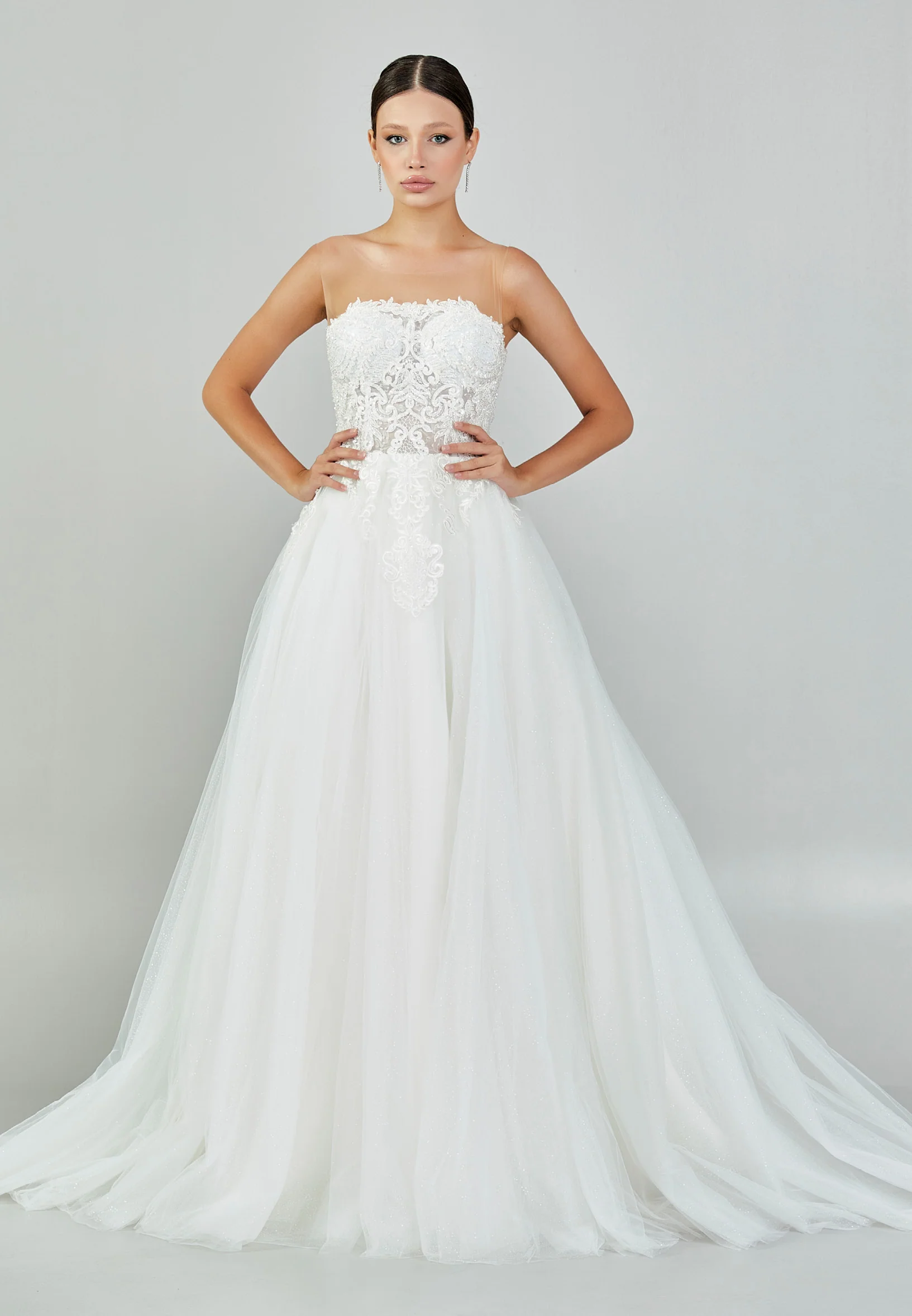 Sleeveless Maxi Tulle Regular Wedding Dress nor515