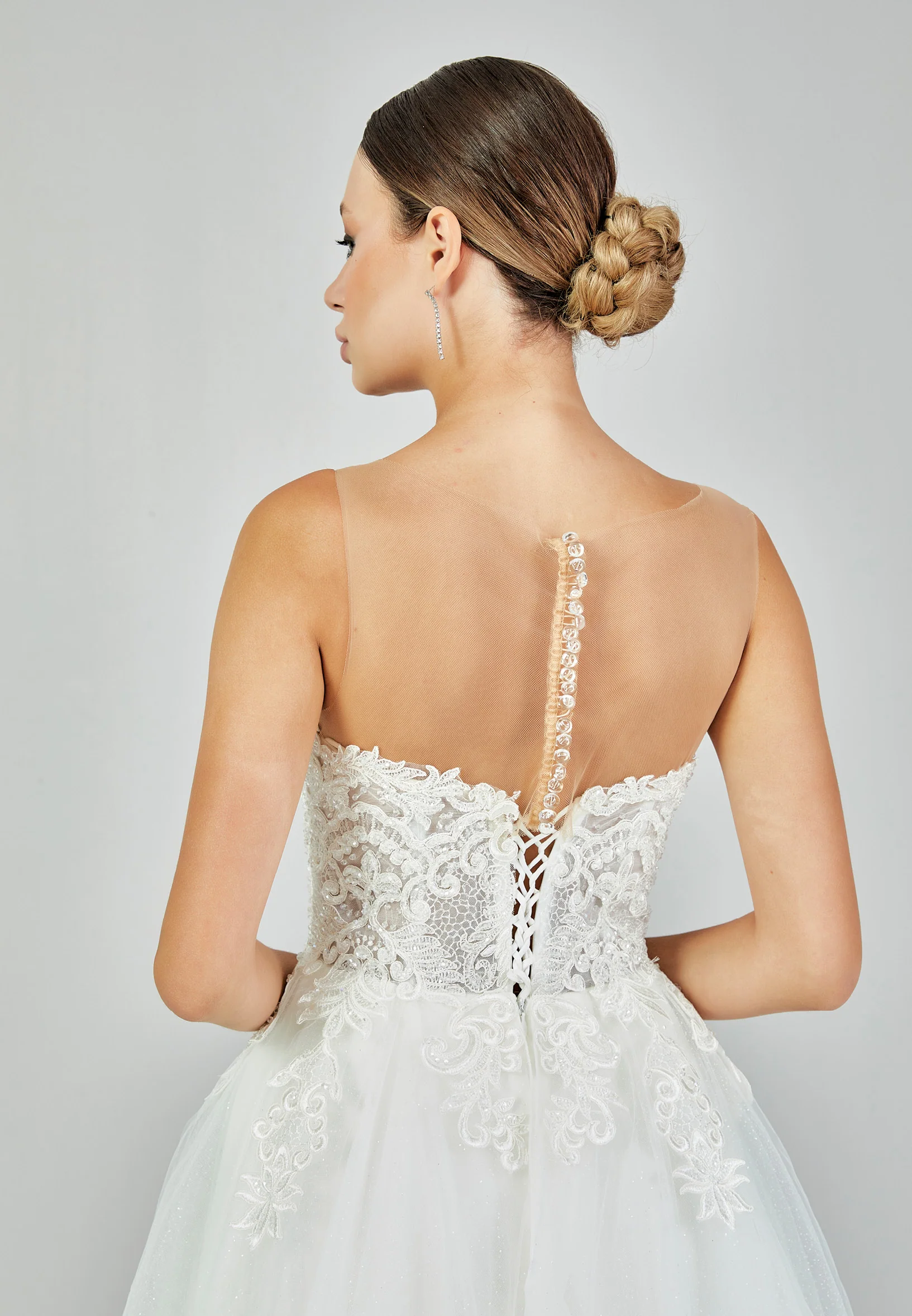 Sleeveless Maxi Tulle Regular Wedding Dress nor515 - Image 4