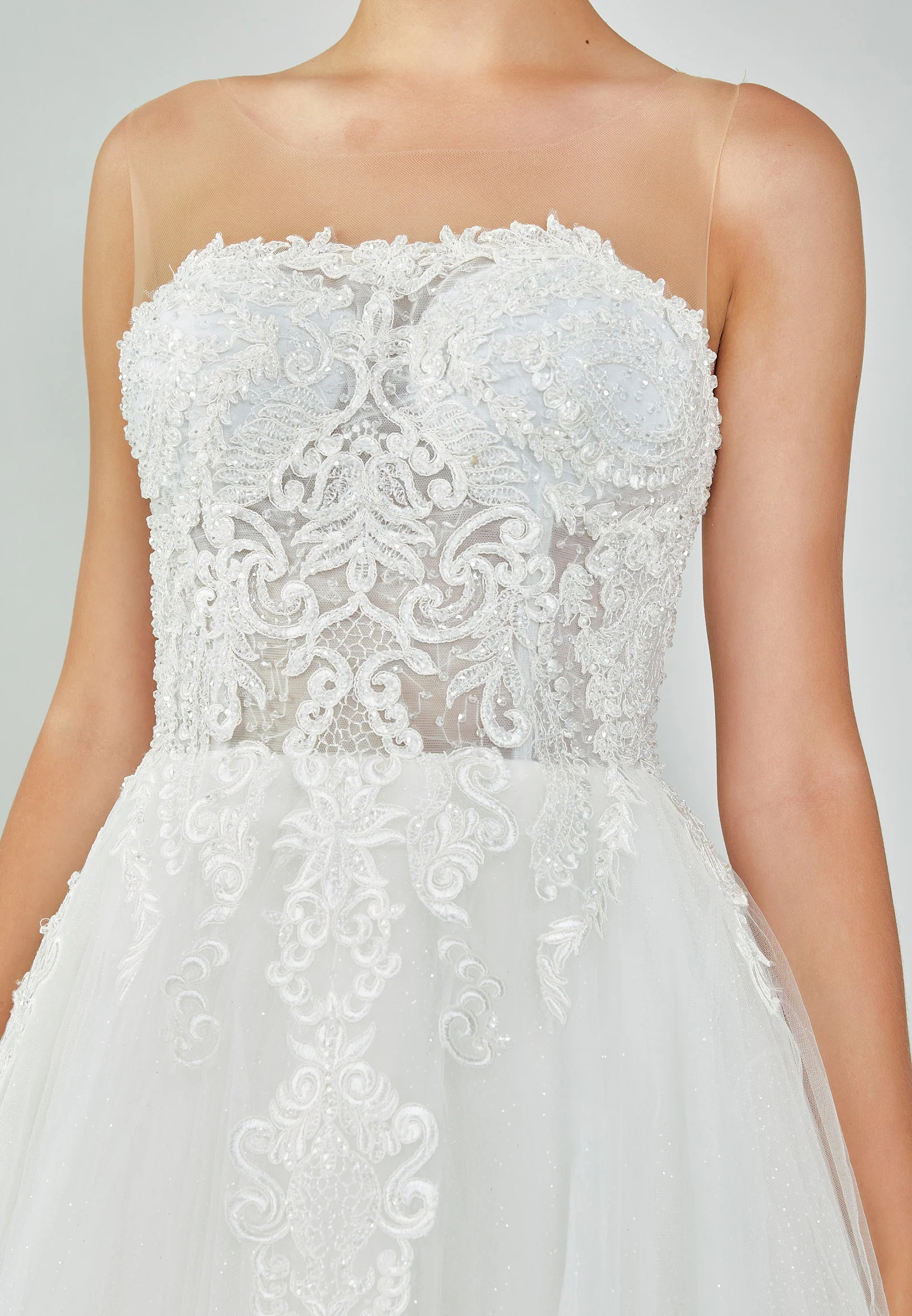 Sleeveless Maxi Tulle Regular Wedding Dress nor515 - Image 8