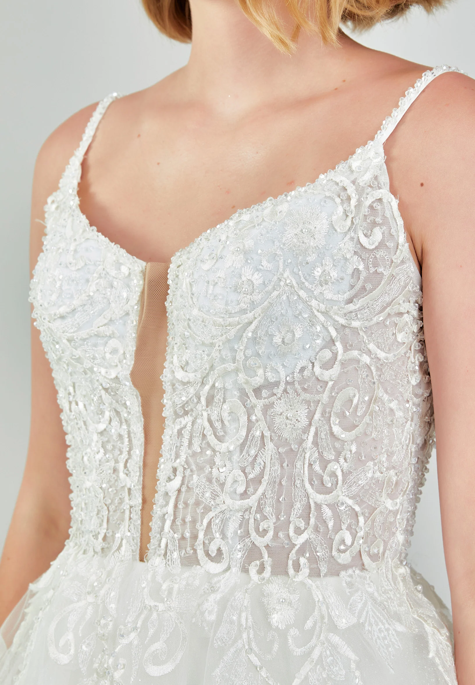 Sleeveless Maxi Tulle Regular Wedding Dress nor516 - Image 4
