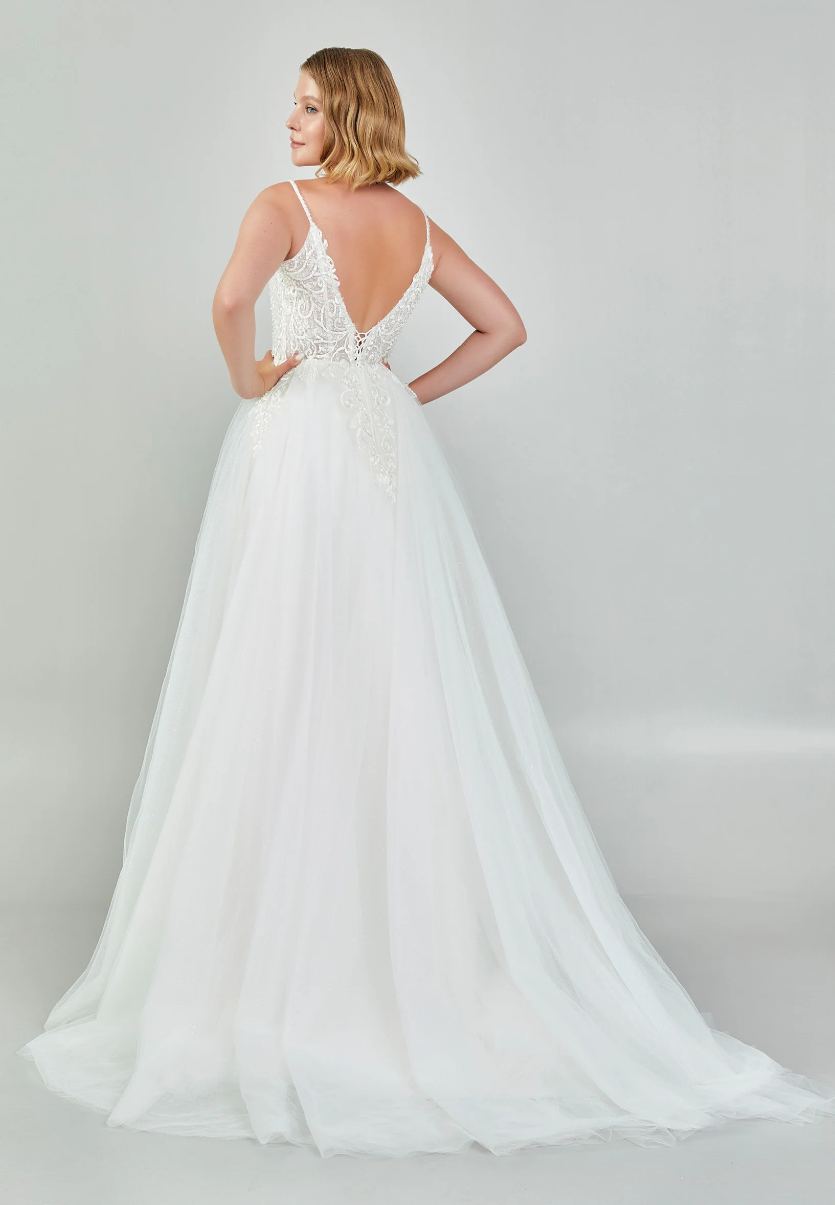 Sleeveless Maxi Tulle Regular Wedding Dress nor516 - Image 5