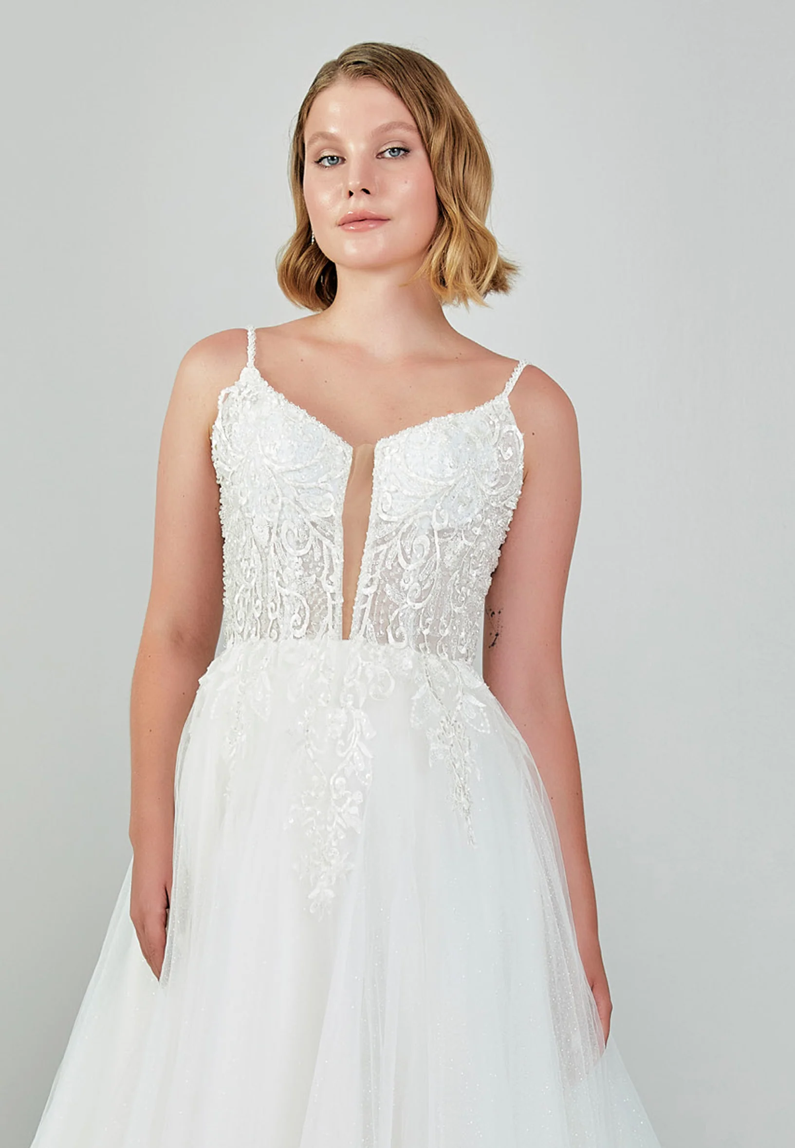 Sleeveless Maxi Tulle Regular Wedding Dress nor516 - Image 7