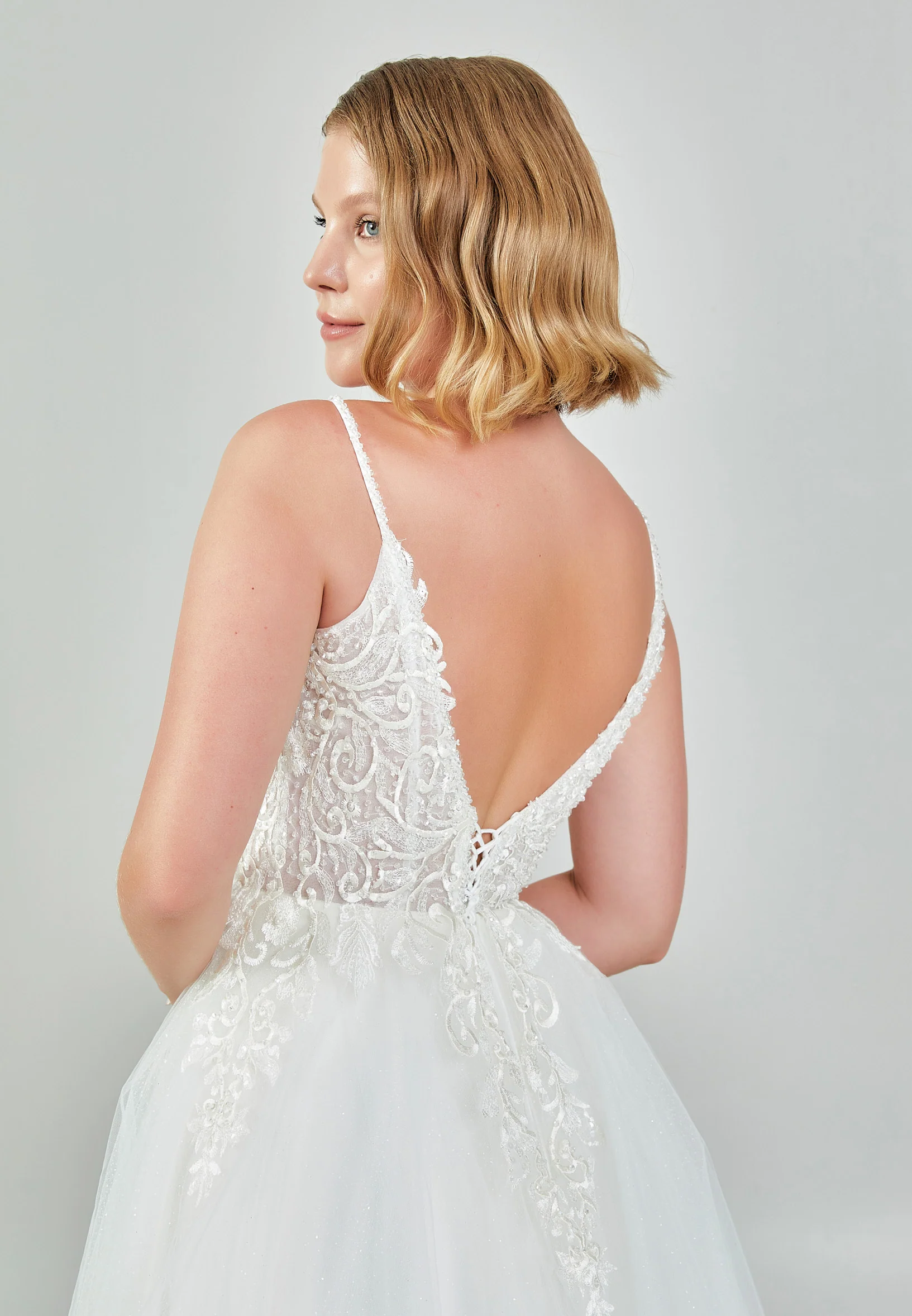 Sleeveless Maxi Tulle Regular Wedding Dress nor516 - Image 8