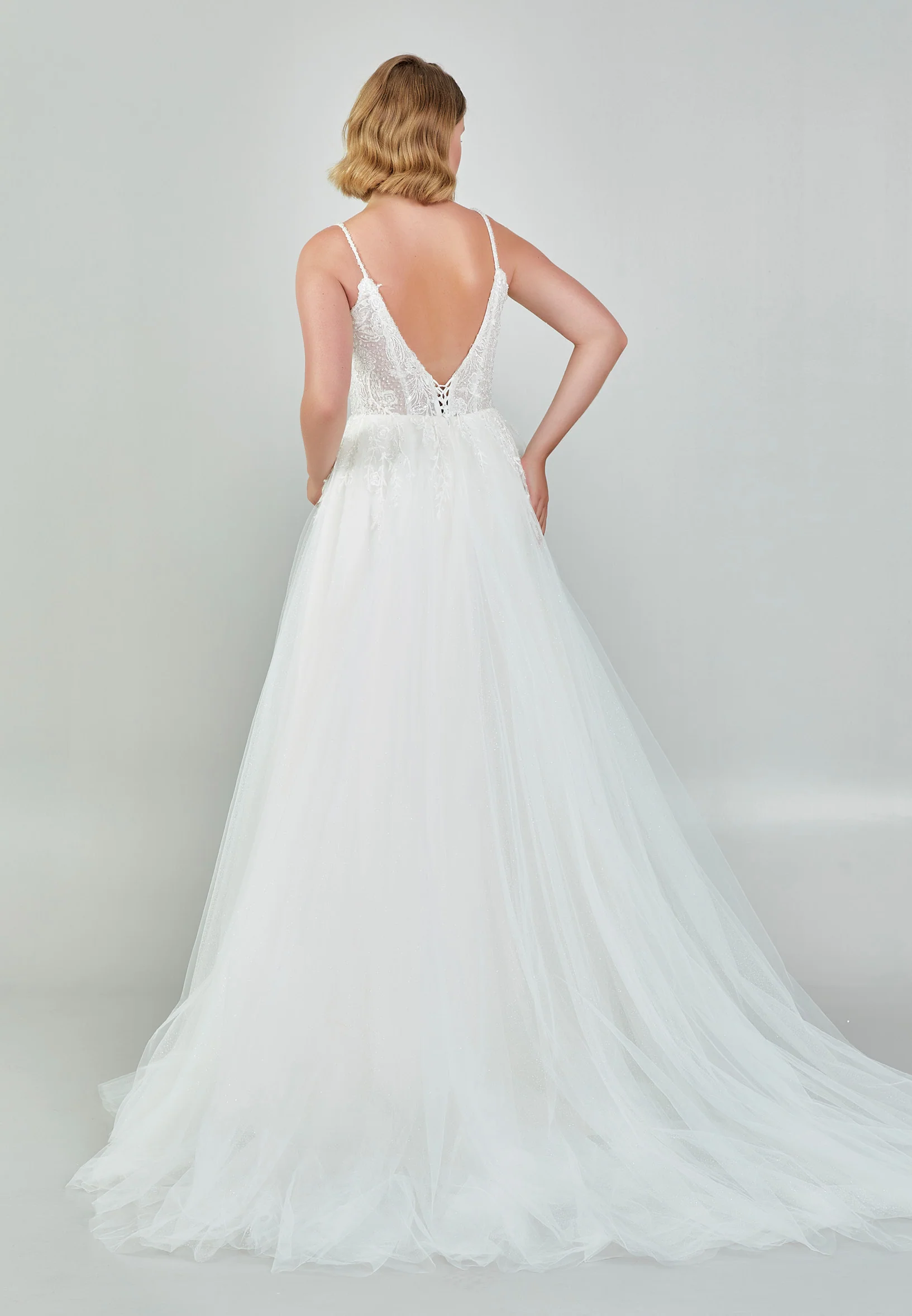 Sleeveless Maxi Tulle Regular Wedding Dress nor526 - Image 5